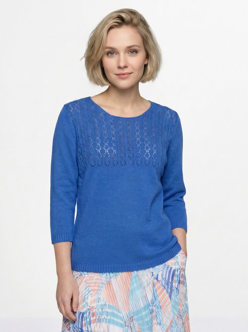 Pull manches 3/4 ajouré Femme Bleu MINA FA1