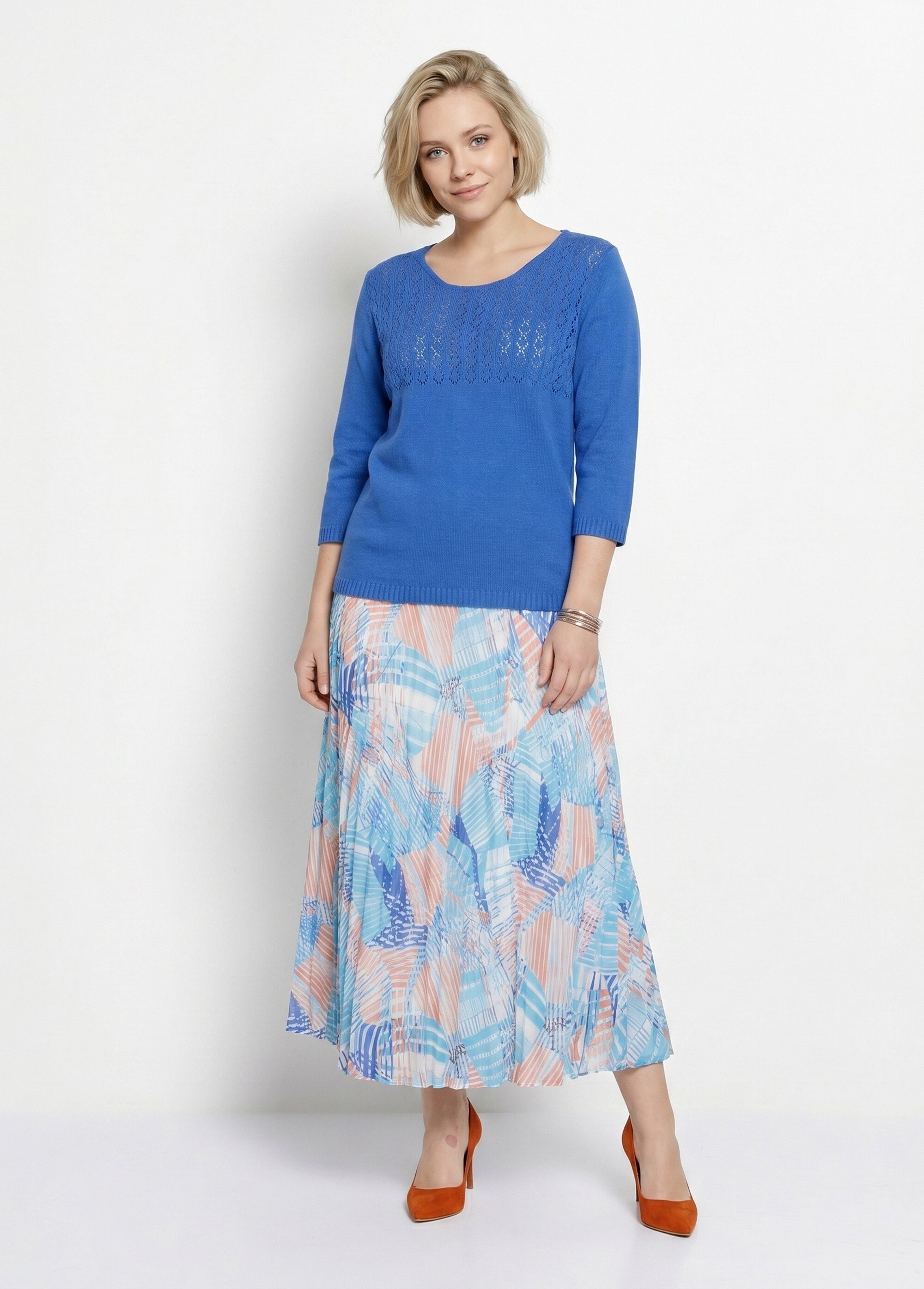 Pull manches 3/4 ajouré Femme Bleu MINA SI1