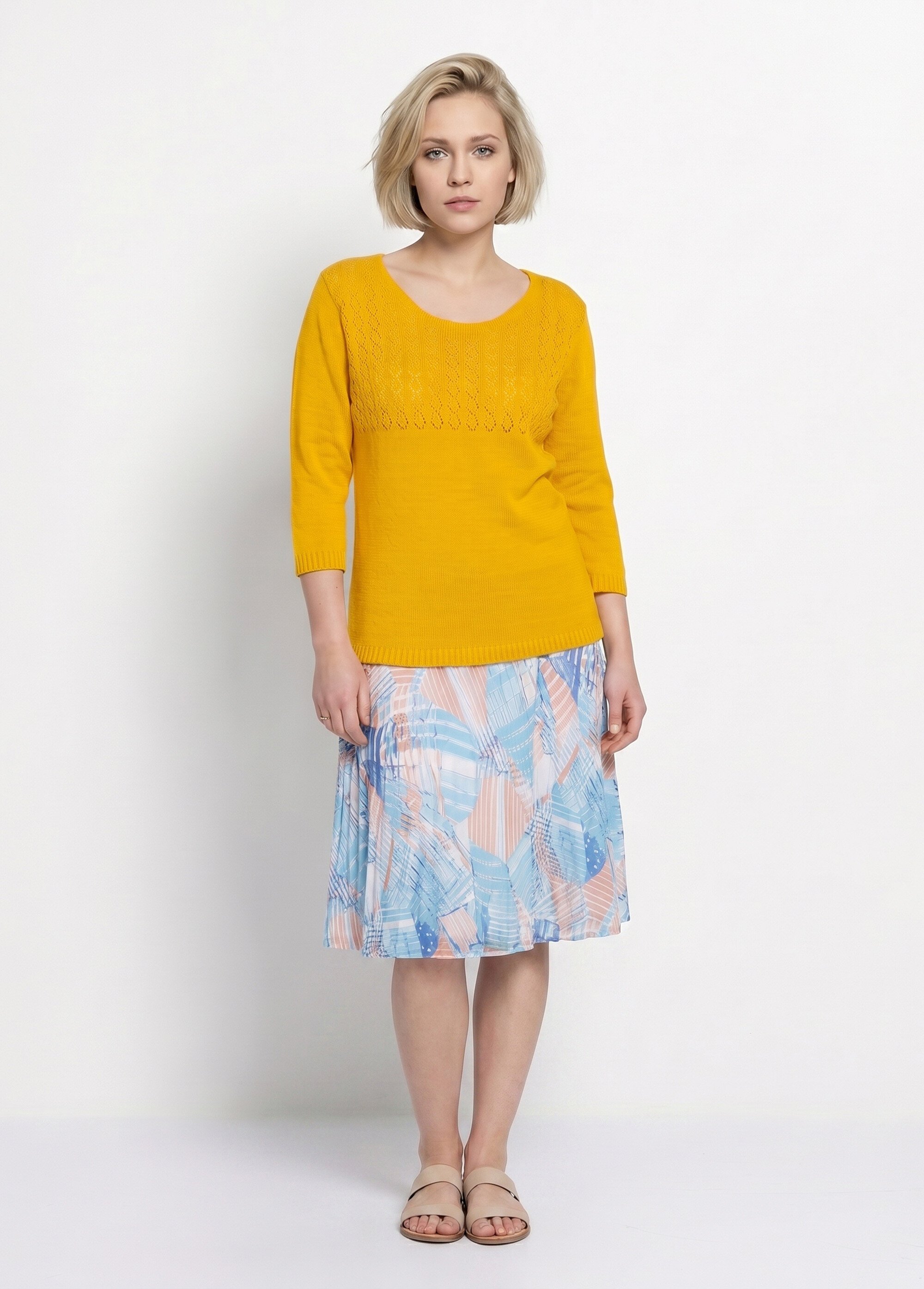 Pull manches 3/4 ajouré Femme Jaune MINA SI1