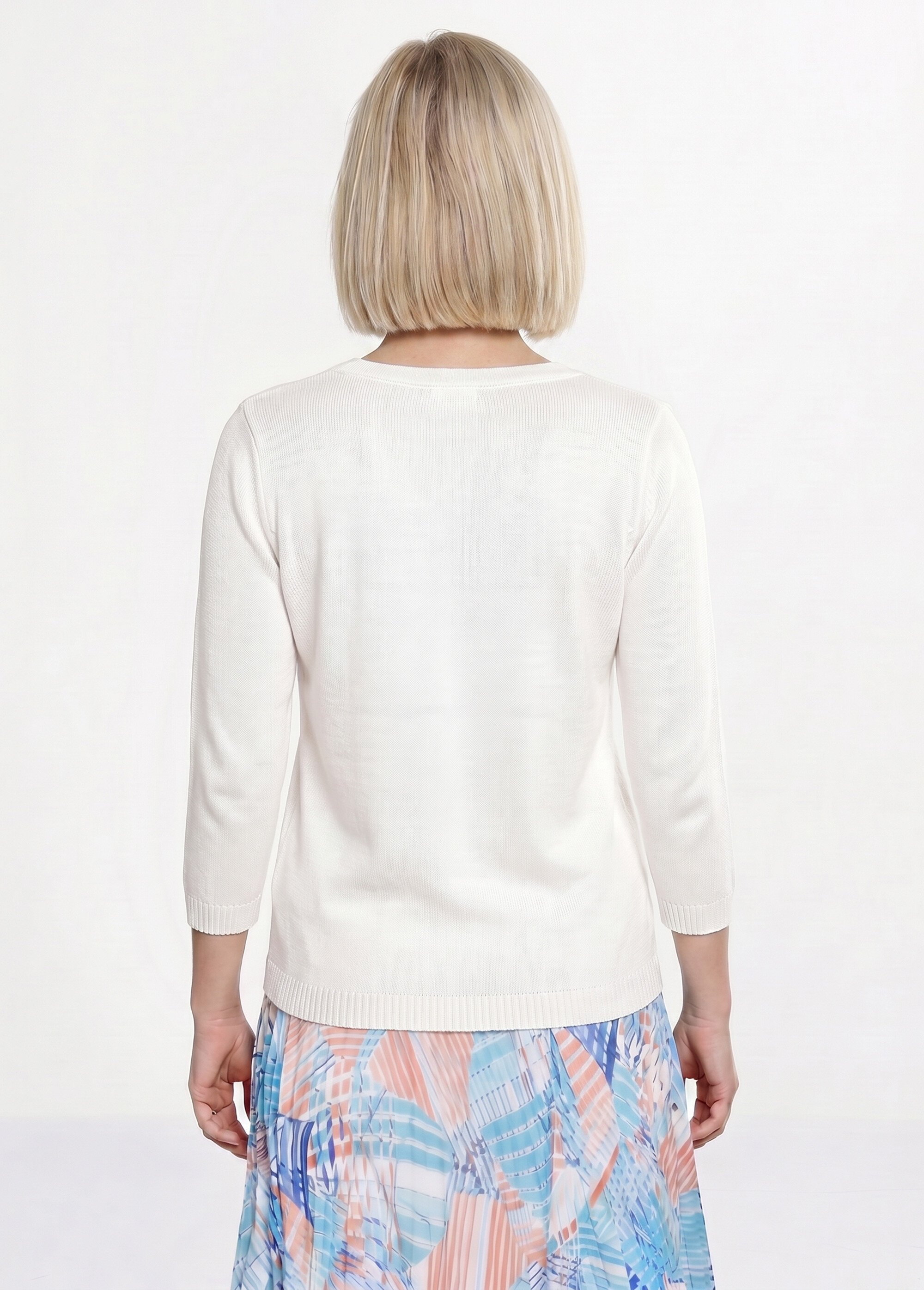 Pull manches 3/4 ajouré Femme Blanc MINA DO1