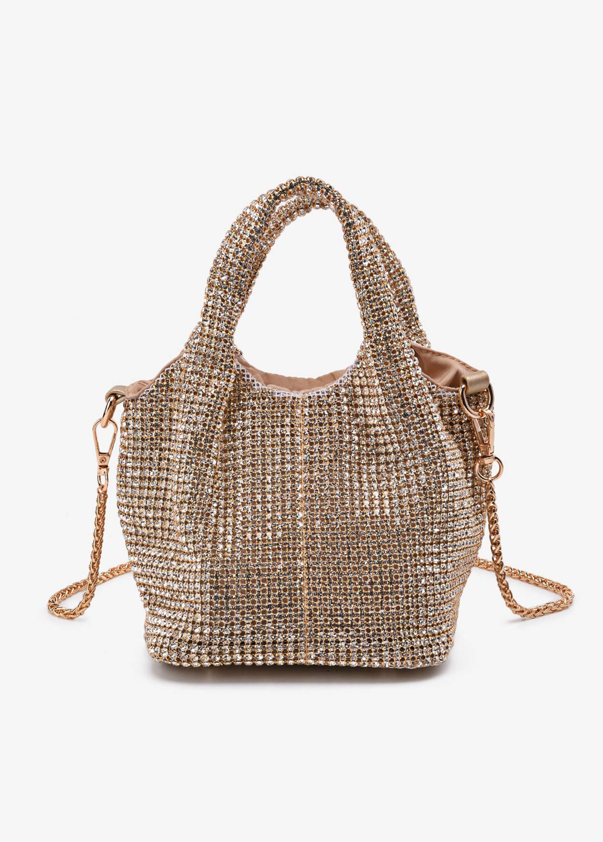 Sac à main bandoulière maille de strass Femme Doré AG-28810 DE2