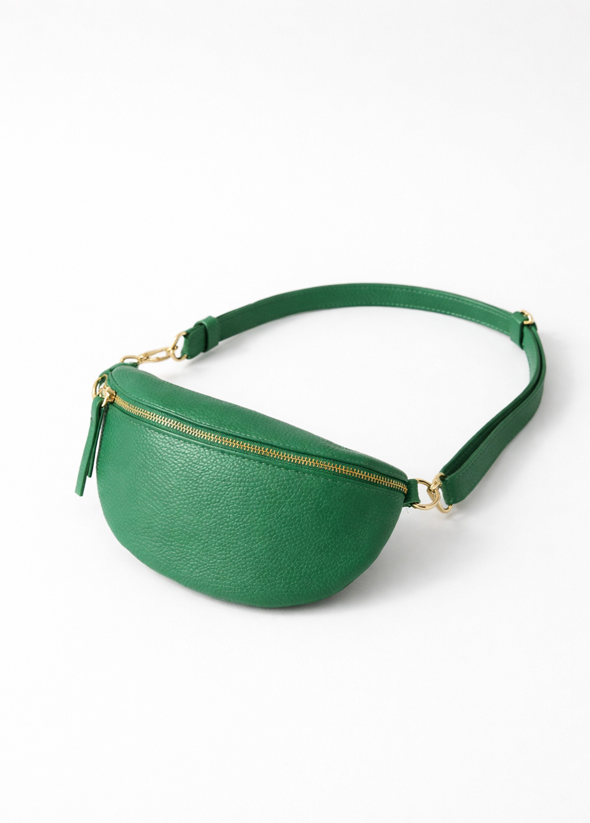 Sac banane femme en cuir grainé Femme Vert AG-ZE9009 FA1