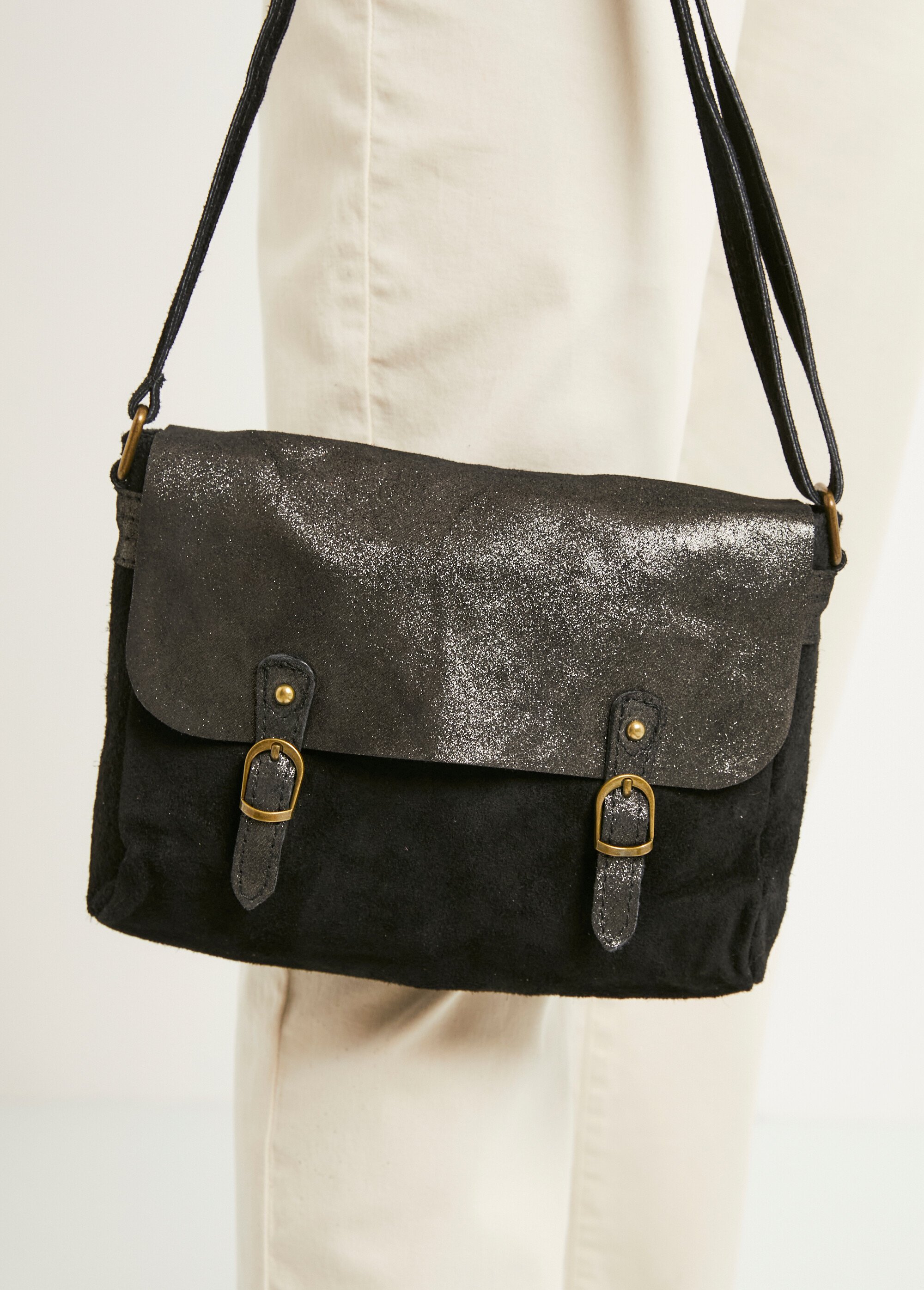 Sac bandoulière besace cuir façon daim