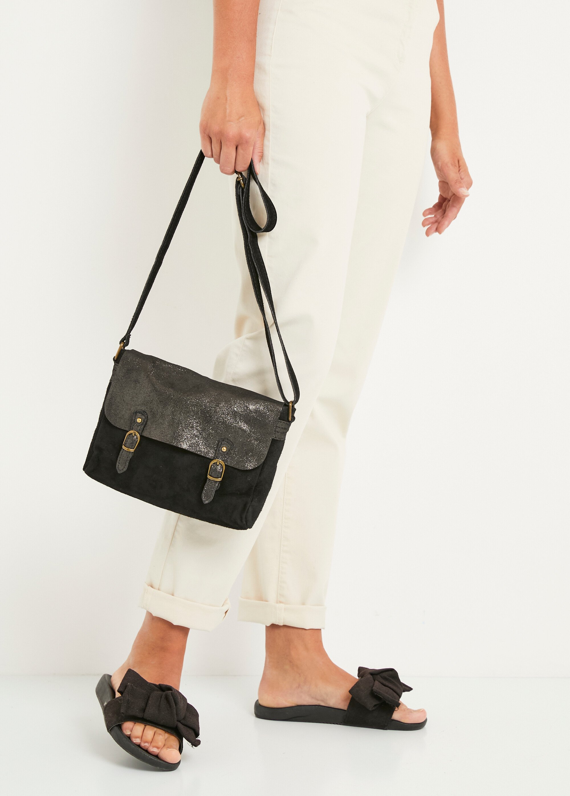 Sac bandoulière besace cuir façon daim