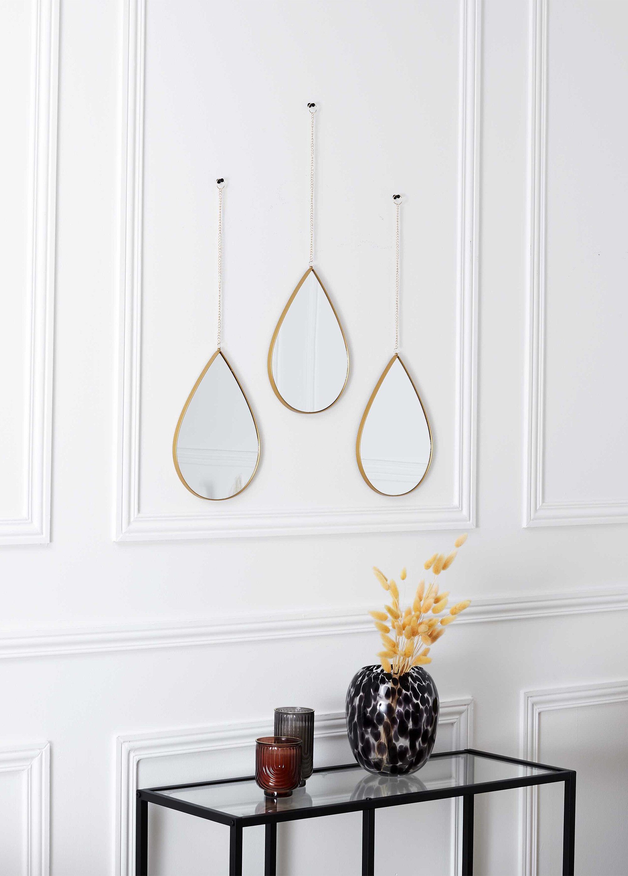 Set de 3 miroirs métallisés forme goutte Doré CMP-HD0108 SI2
