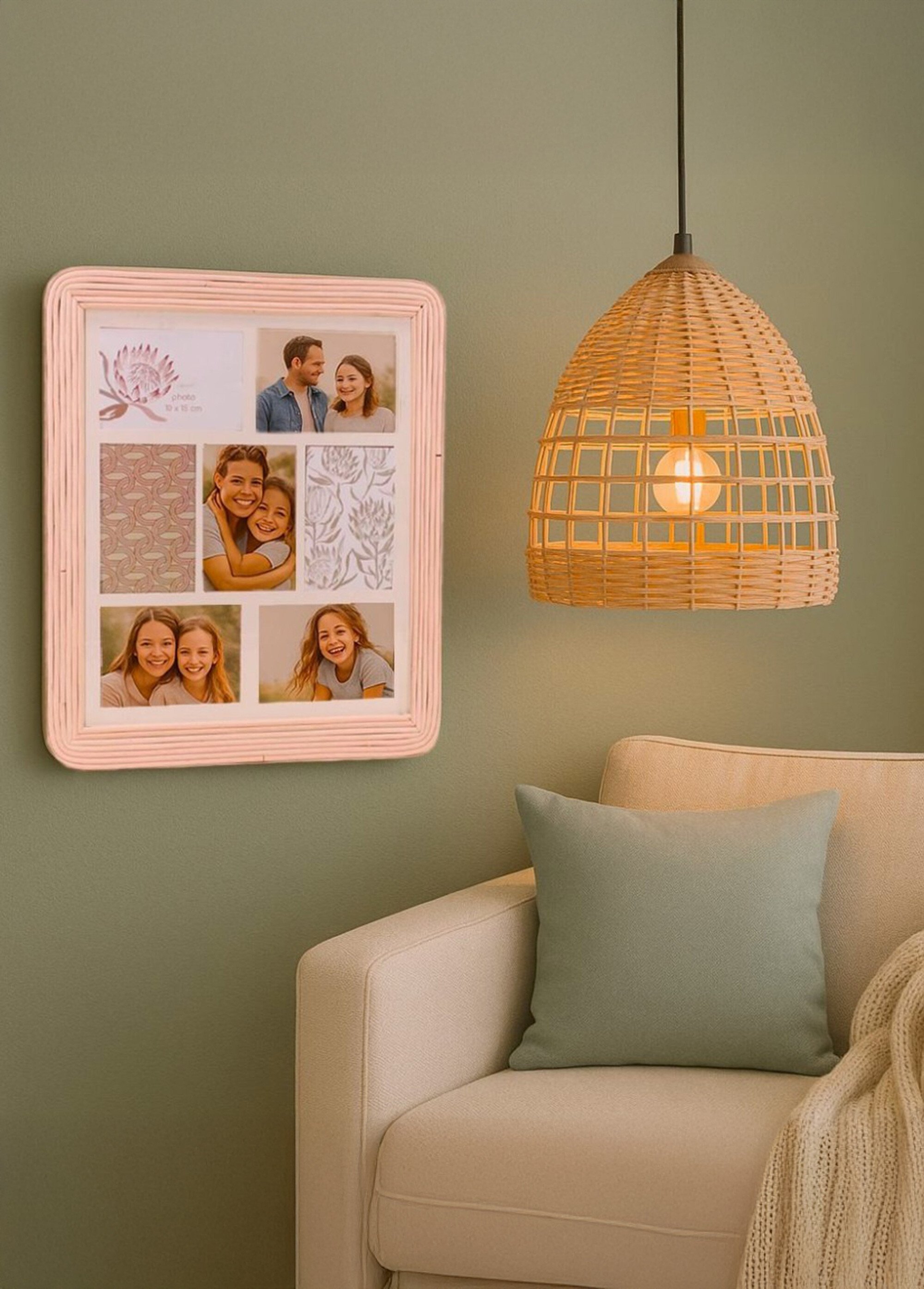 Suspension en bambou tressé et métal BEIGE NOR-22280 SI1