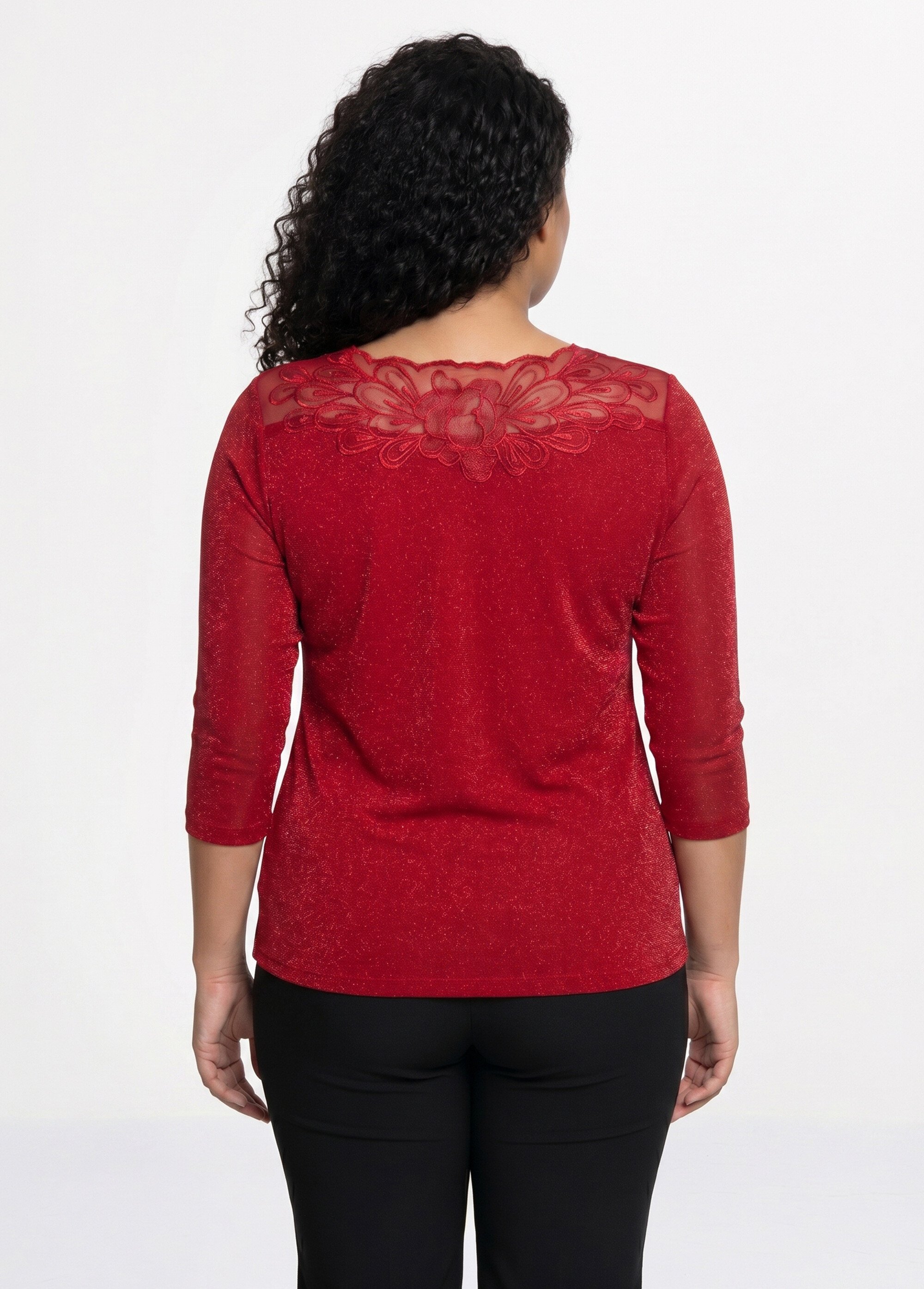 T-shirt manches 3/4 brodé brillant