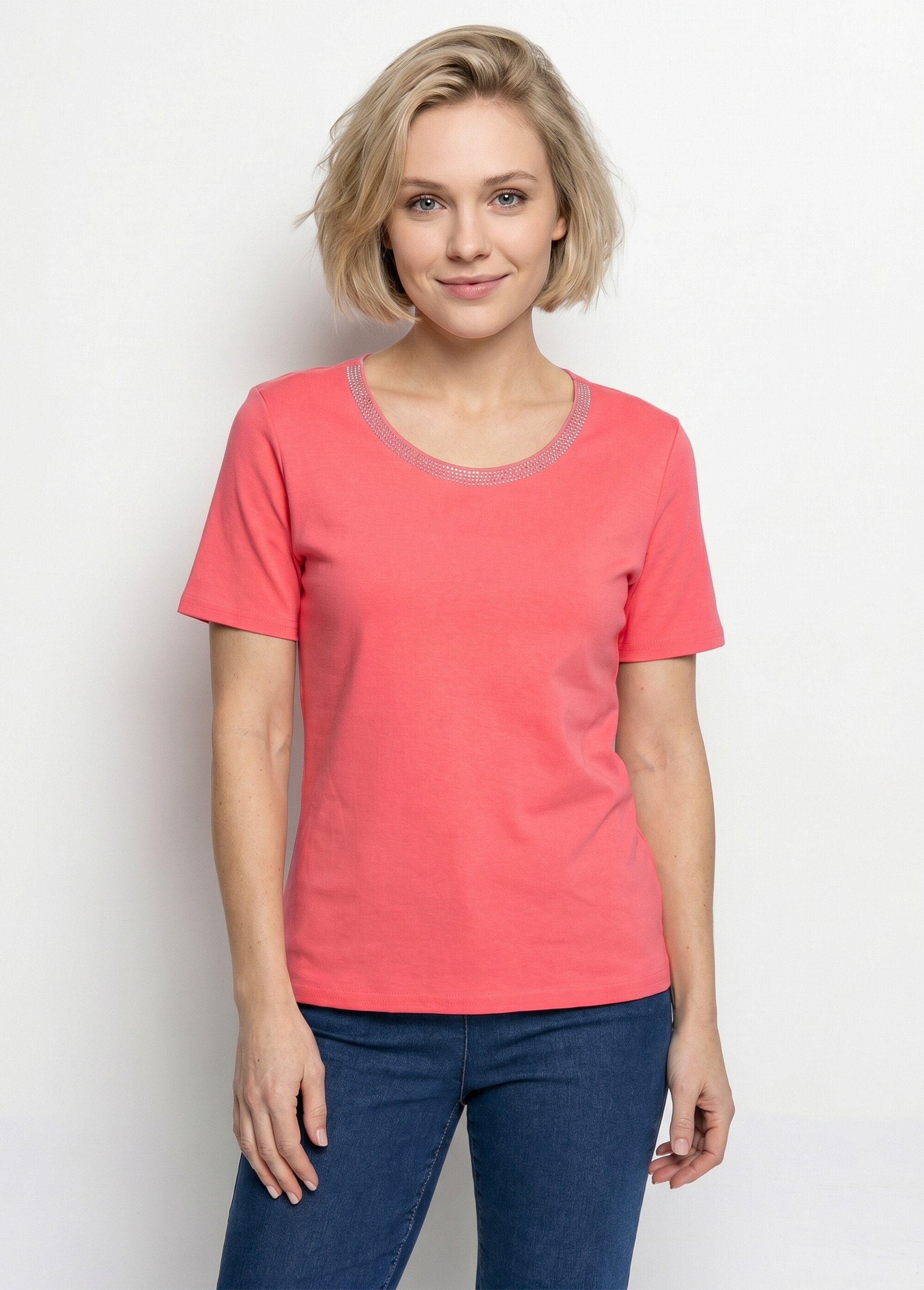 T-shirt manches courtes fantaisie cloutée Femme Rose CASSIA FA1