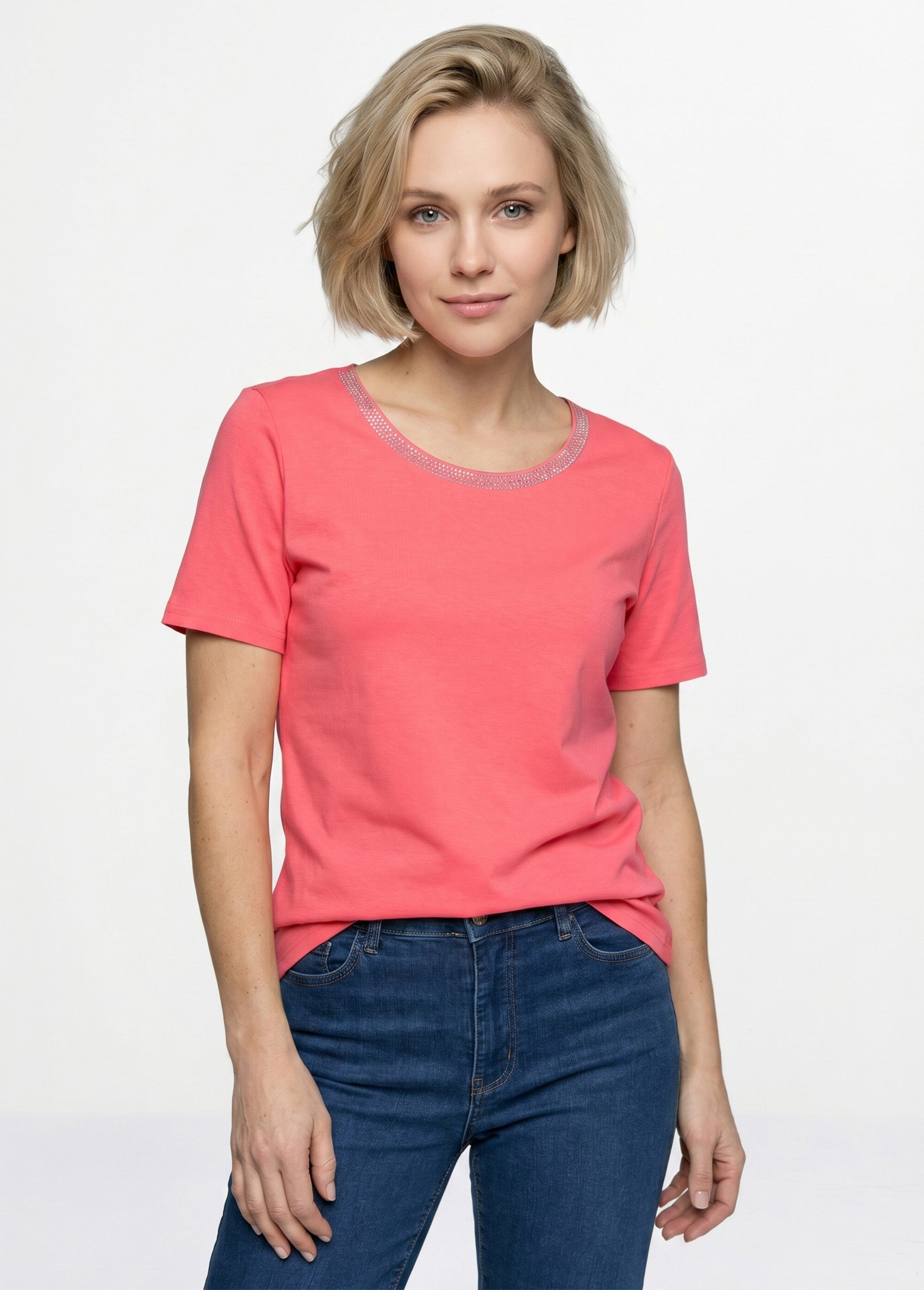 T-shirt manches courtes fantaisie cloutée Femme Rose CASSIA FA2