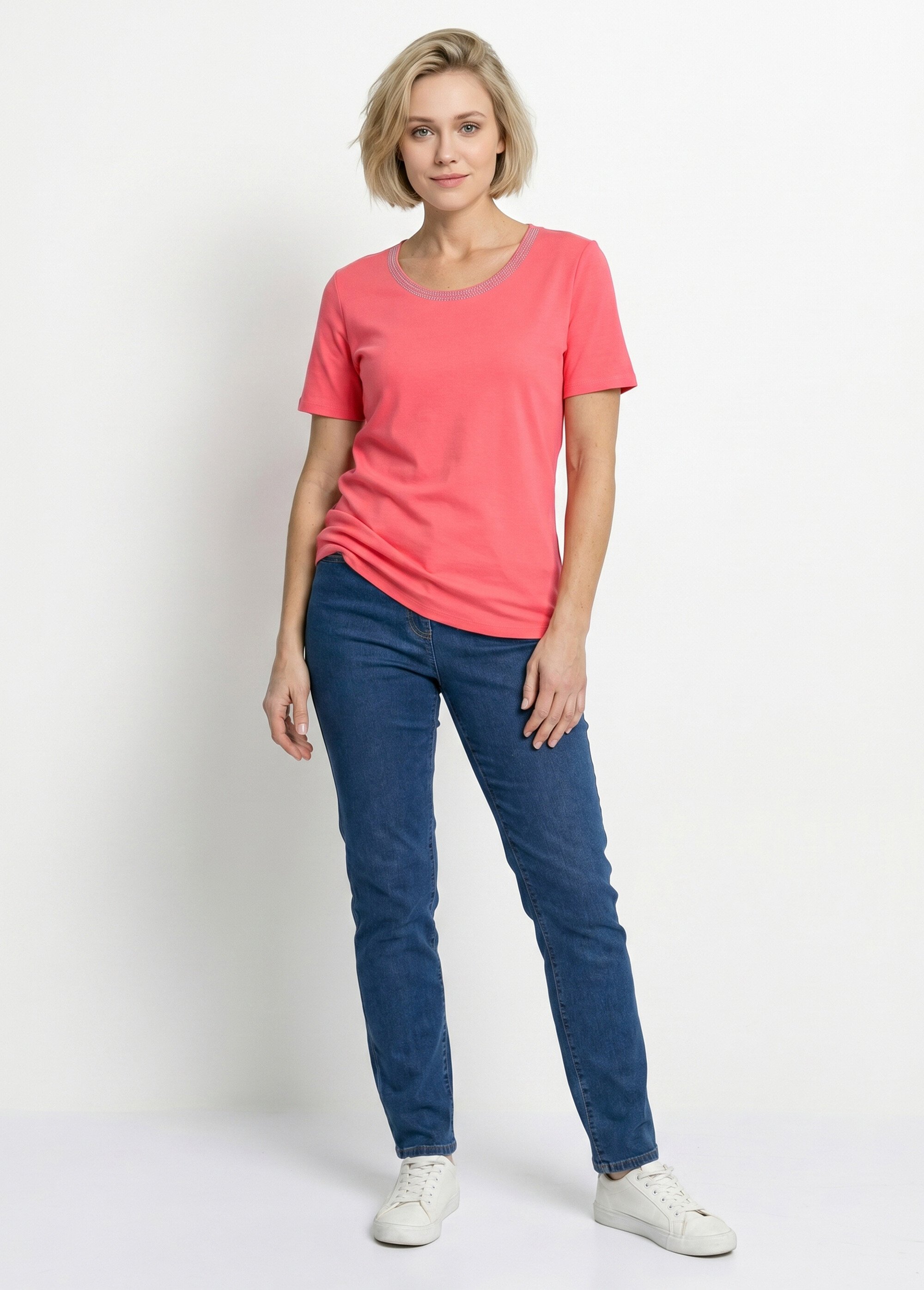 T-shirt manches courtes fantaisie cloutée Femme Rose CASSIA SI1