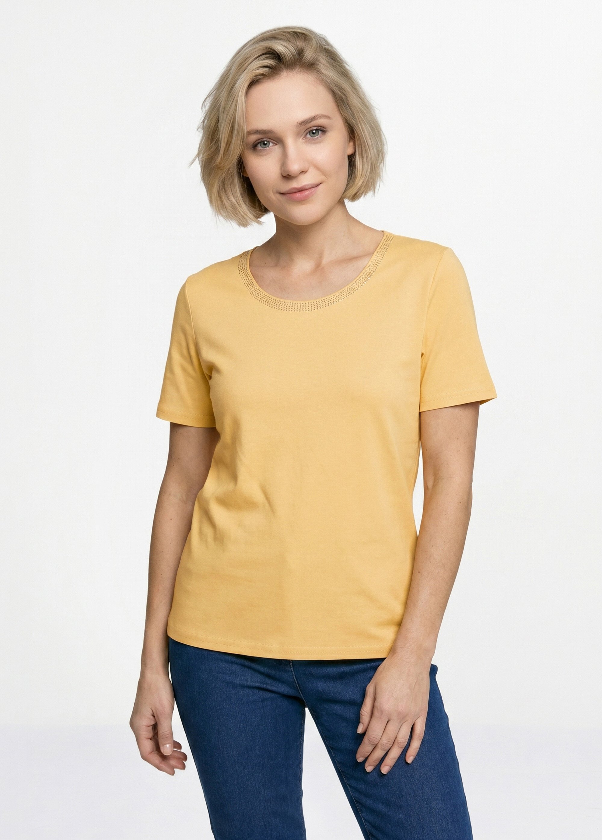 T-shirt manches courtes fantaisie cloutée Femme Jaune CASSIA FA1