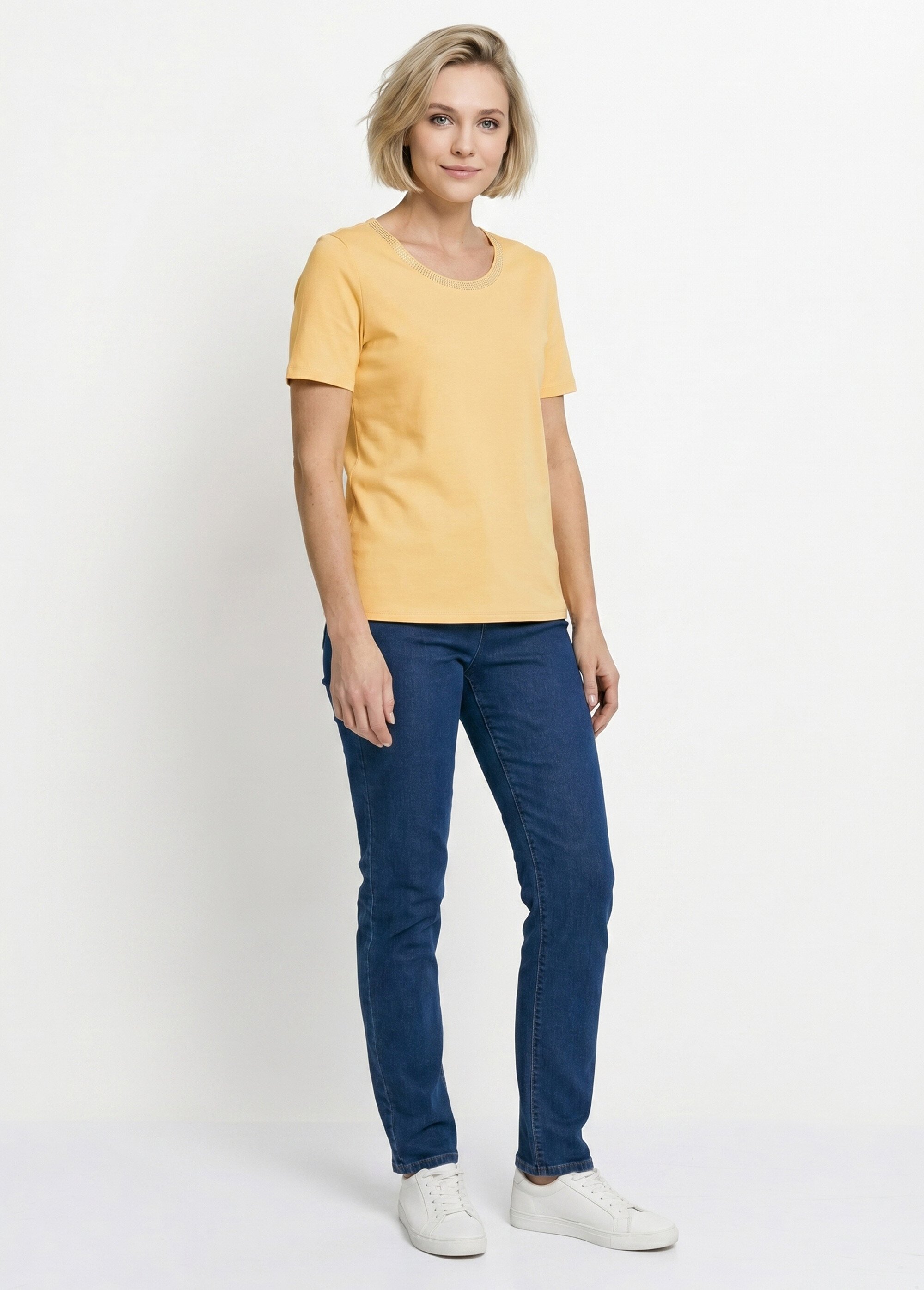 T-shirt manches courtes fantaisie cloutée Femme Jaune CASSIA SI1