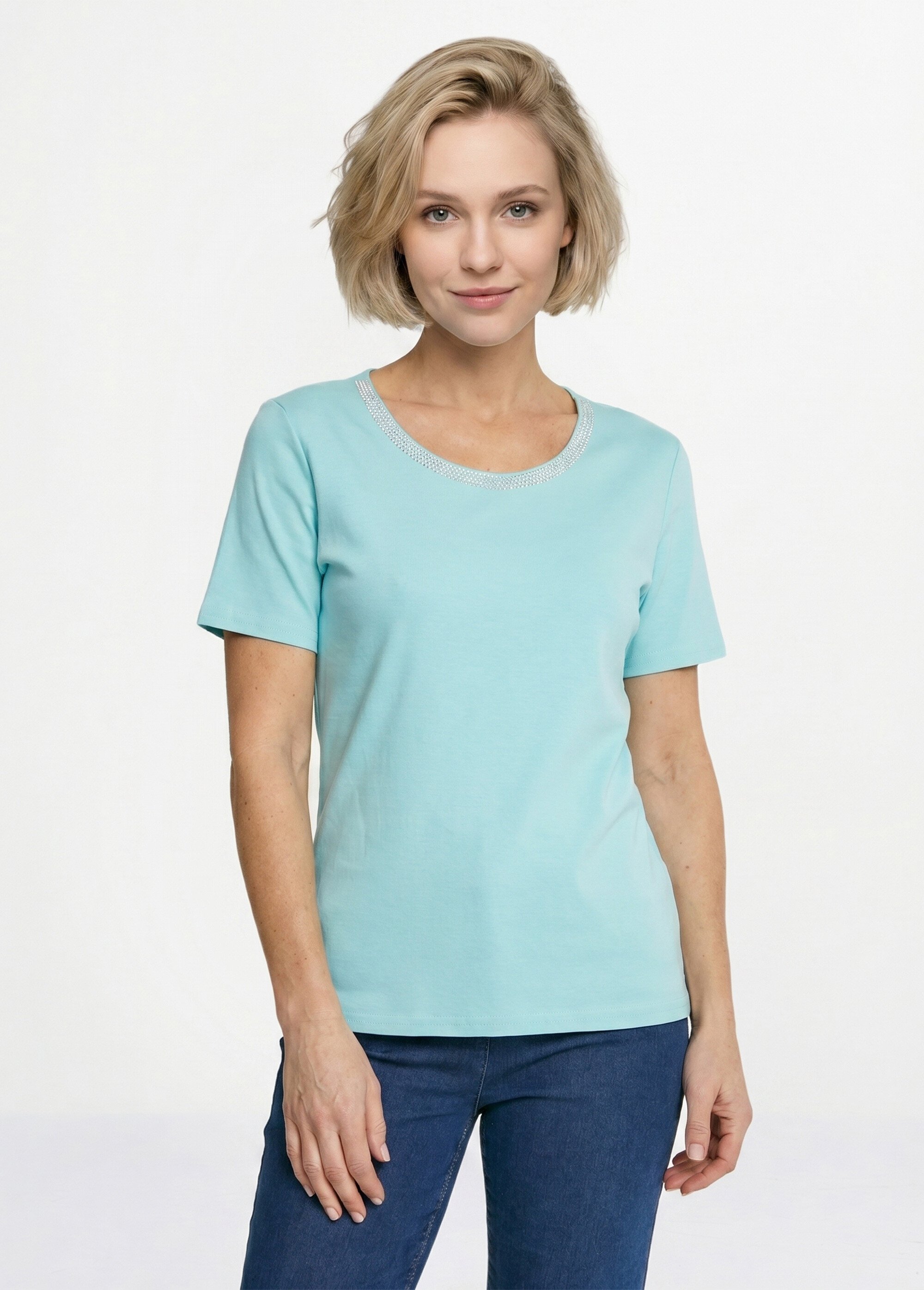 T-shirt manches courtes fantaisie cloutée Femme Vert CASSIA FA1