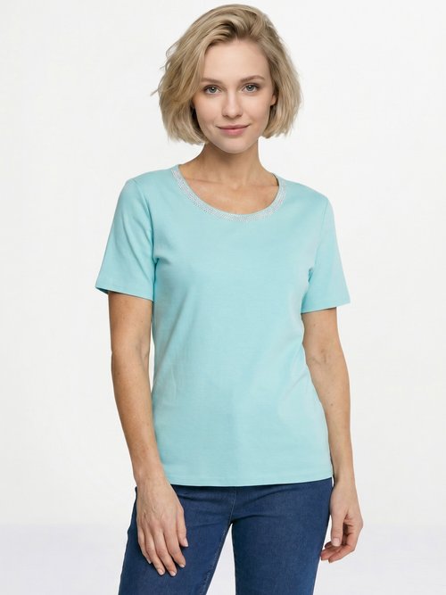 T-shirt manches courtes fantaisie cloutée Femme Vert CASSIA FA1