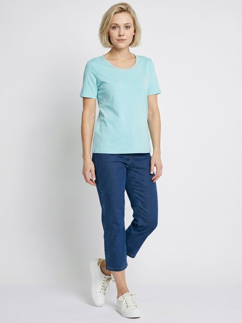 T-shirt manches courtes fantaisie cloutée Femme Vert CASSIA SI1