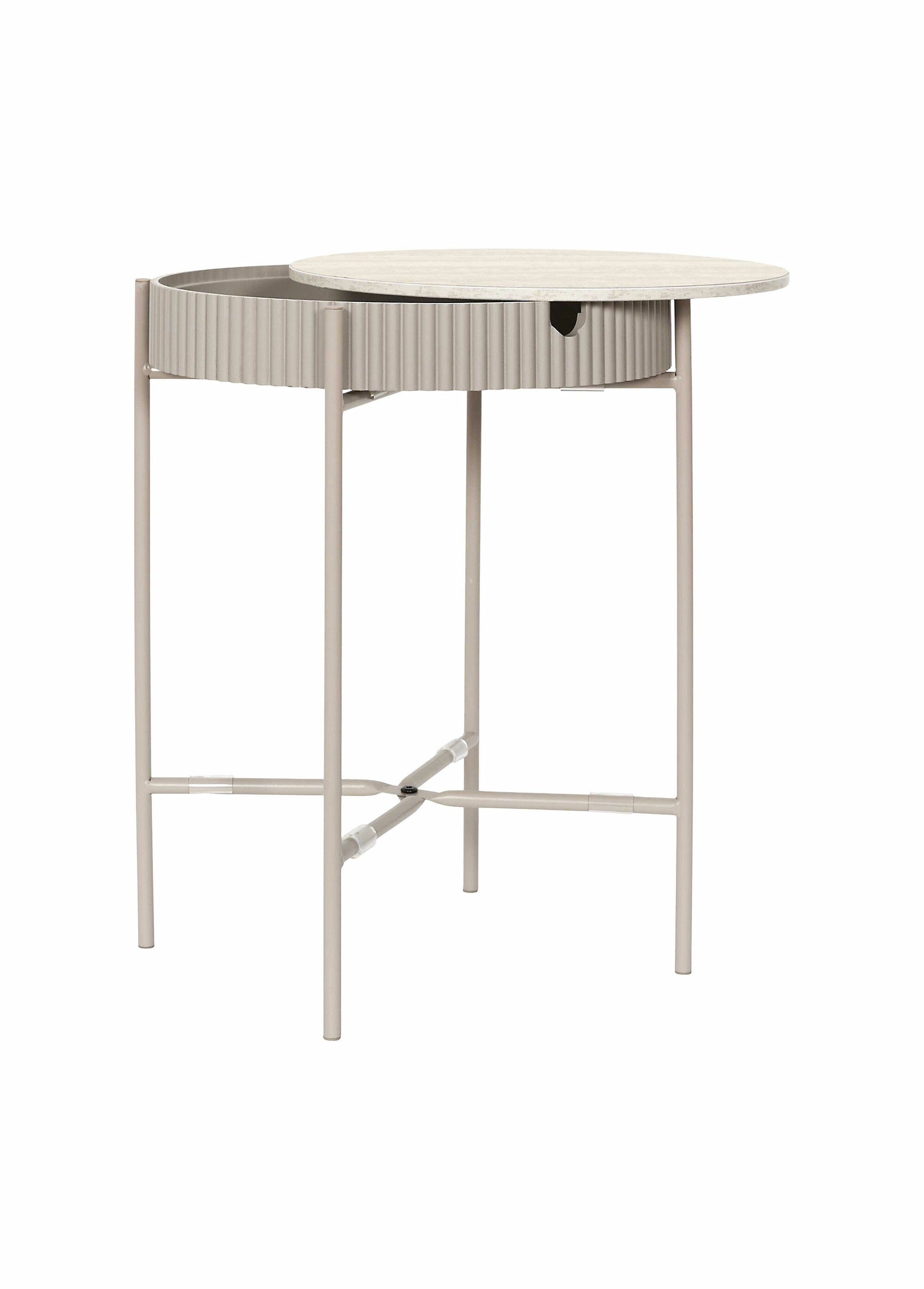 Table ronde effet pierre, avec rangement