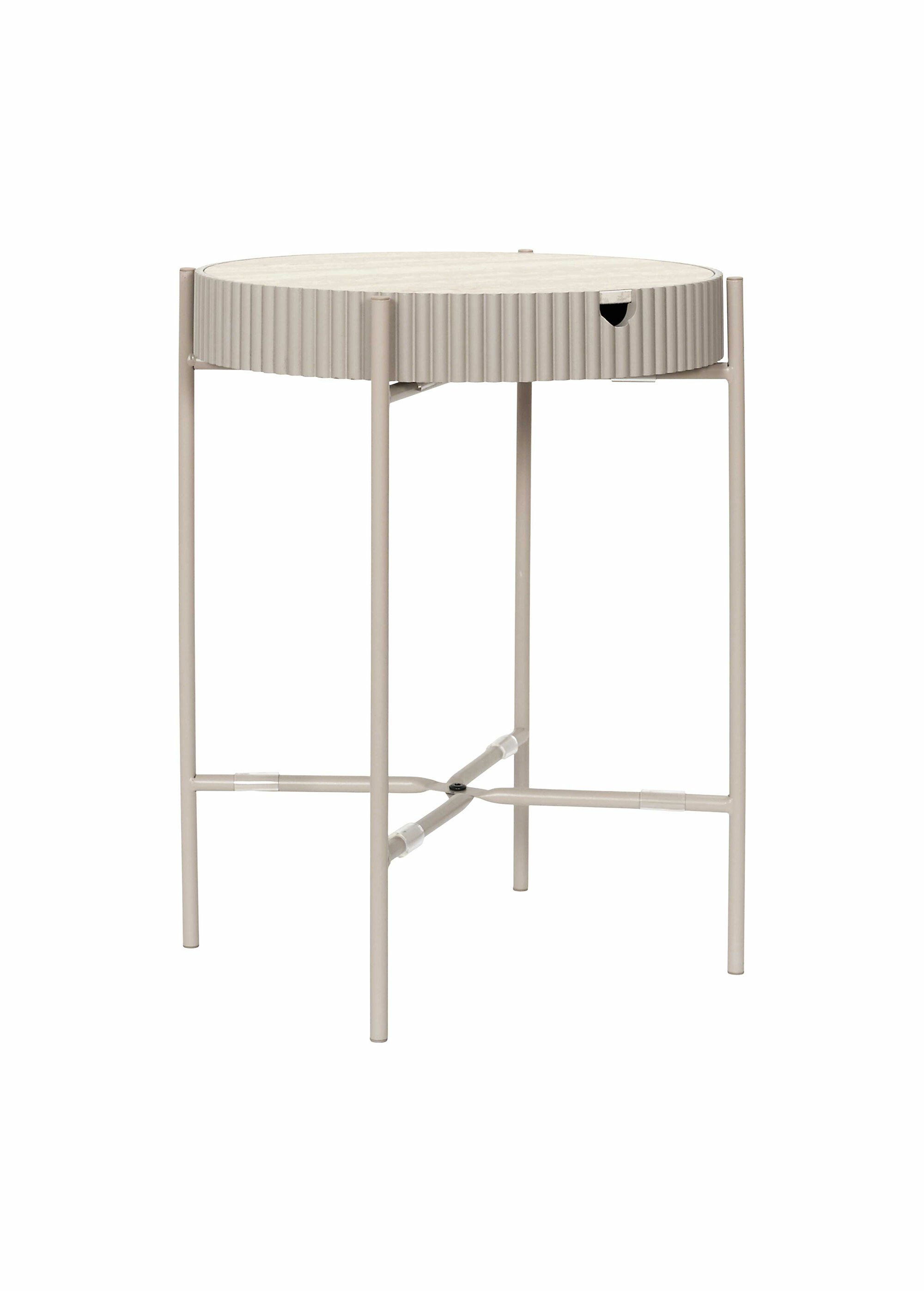 Table ronde effet pierre, avec rangement