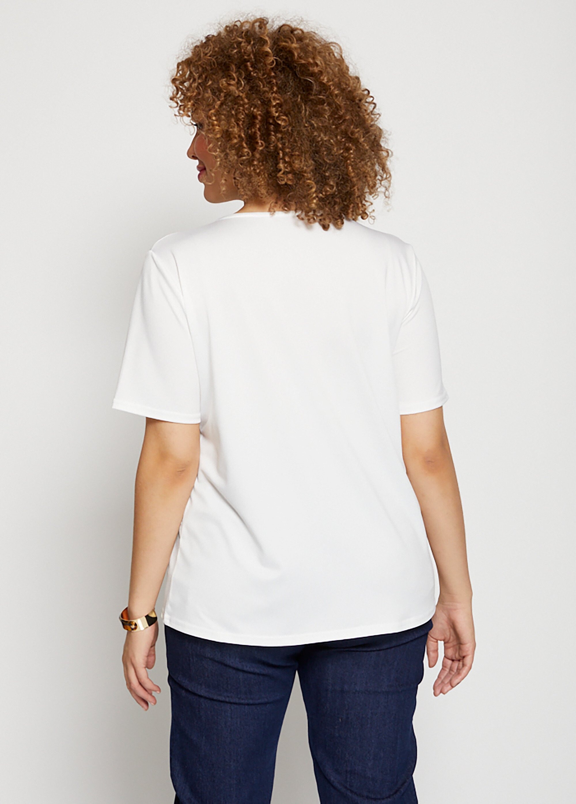 T-shirt maille crêpe extensible bijou