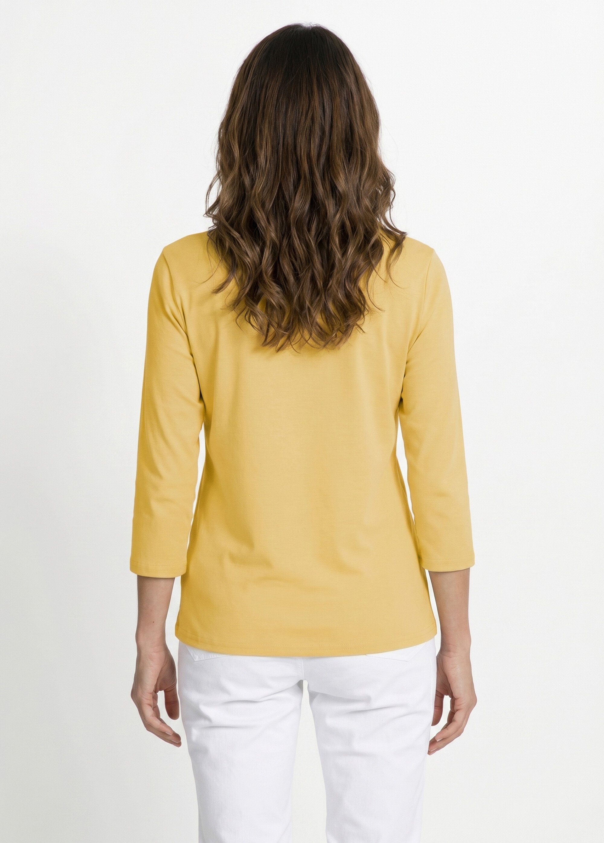 Tee-shirt manches 3/4 fantaisie cloutée Femme Jaune CASSIN DO1