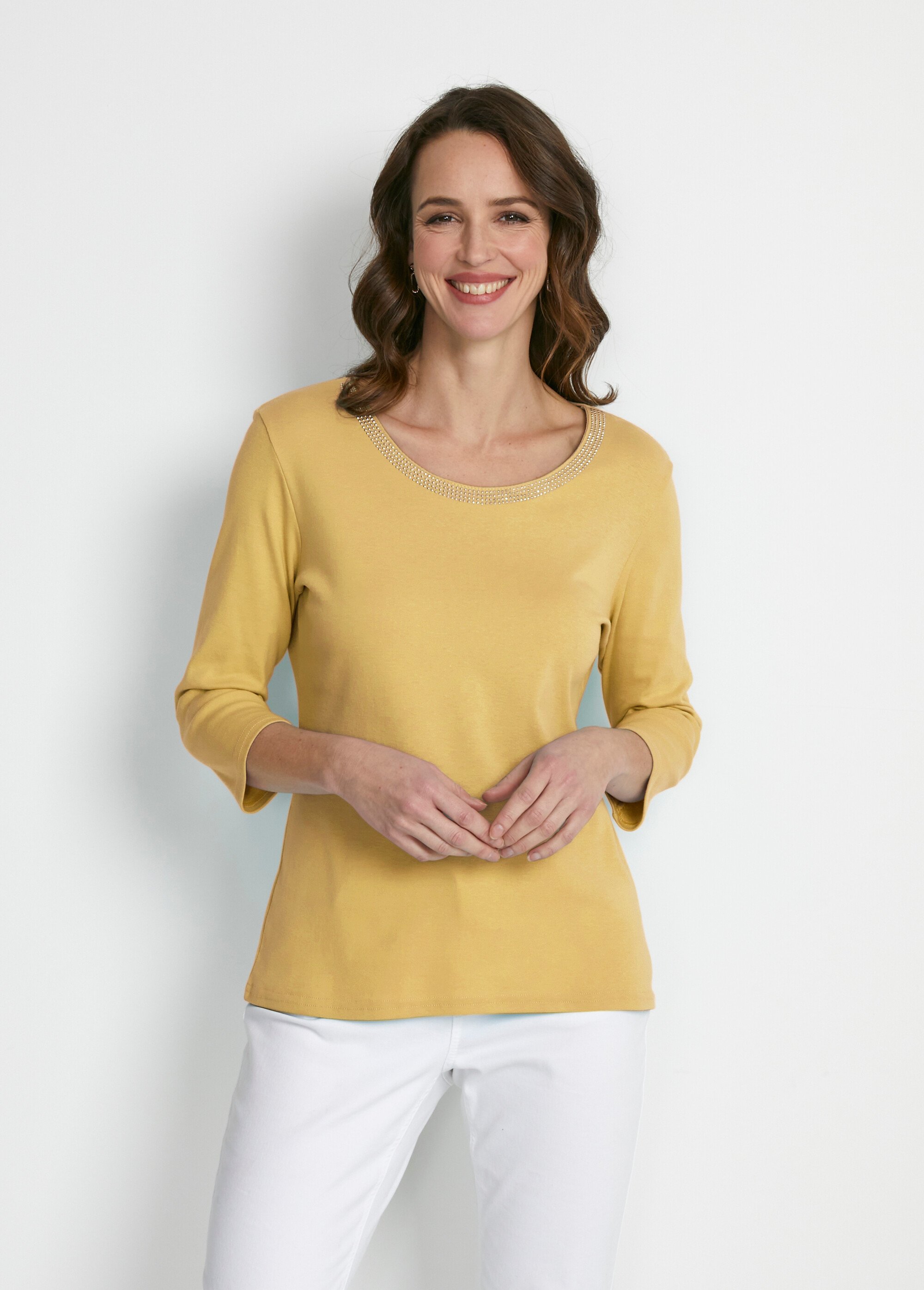 Tee-shirt manches 3/4 fantaisie cloutée