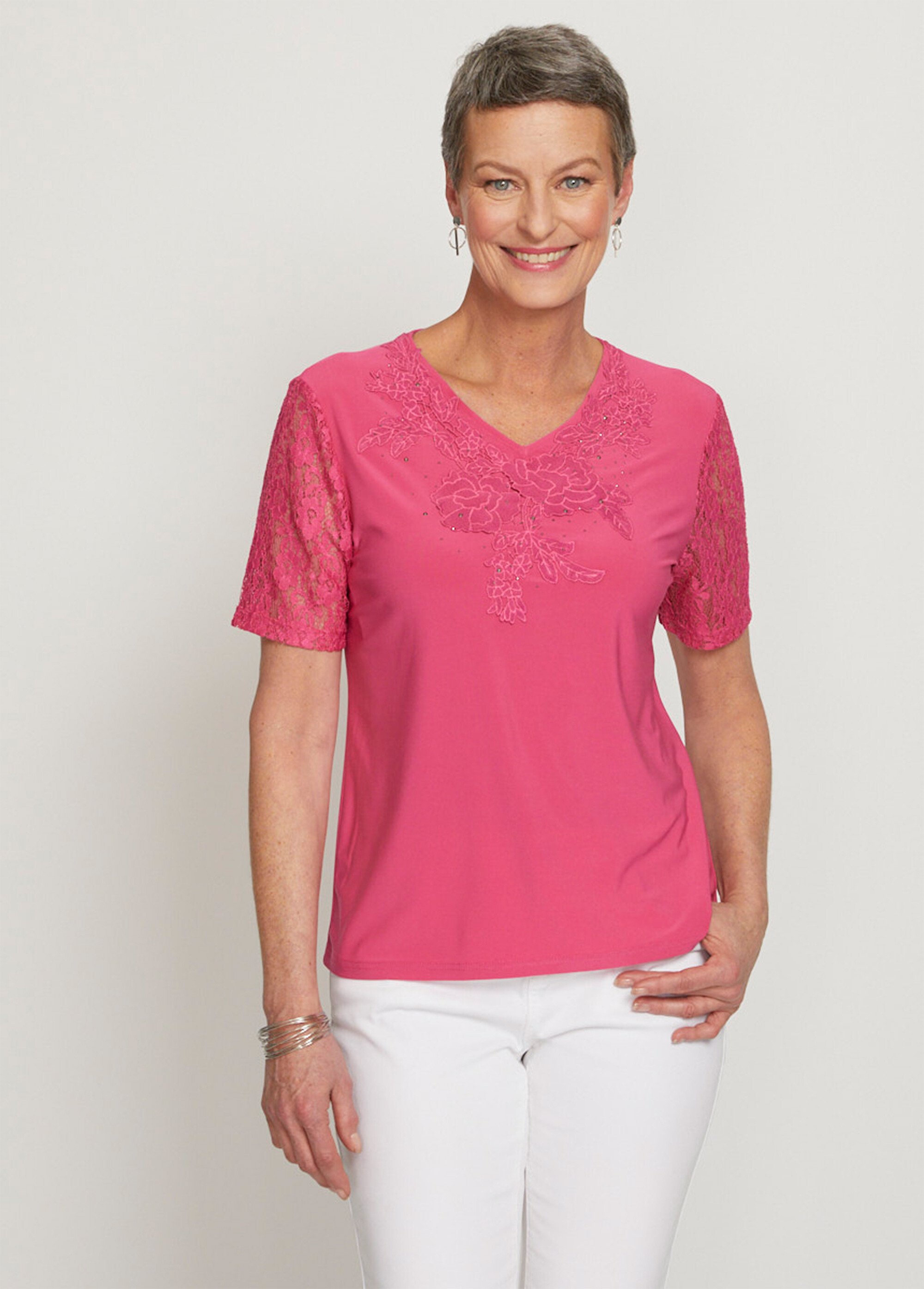 Tee-shirt manches courtes dentelle
