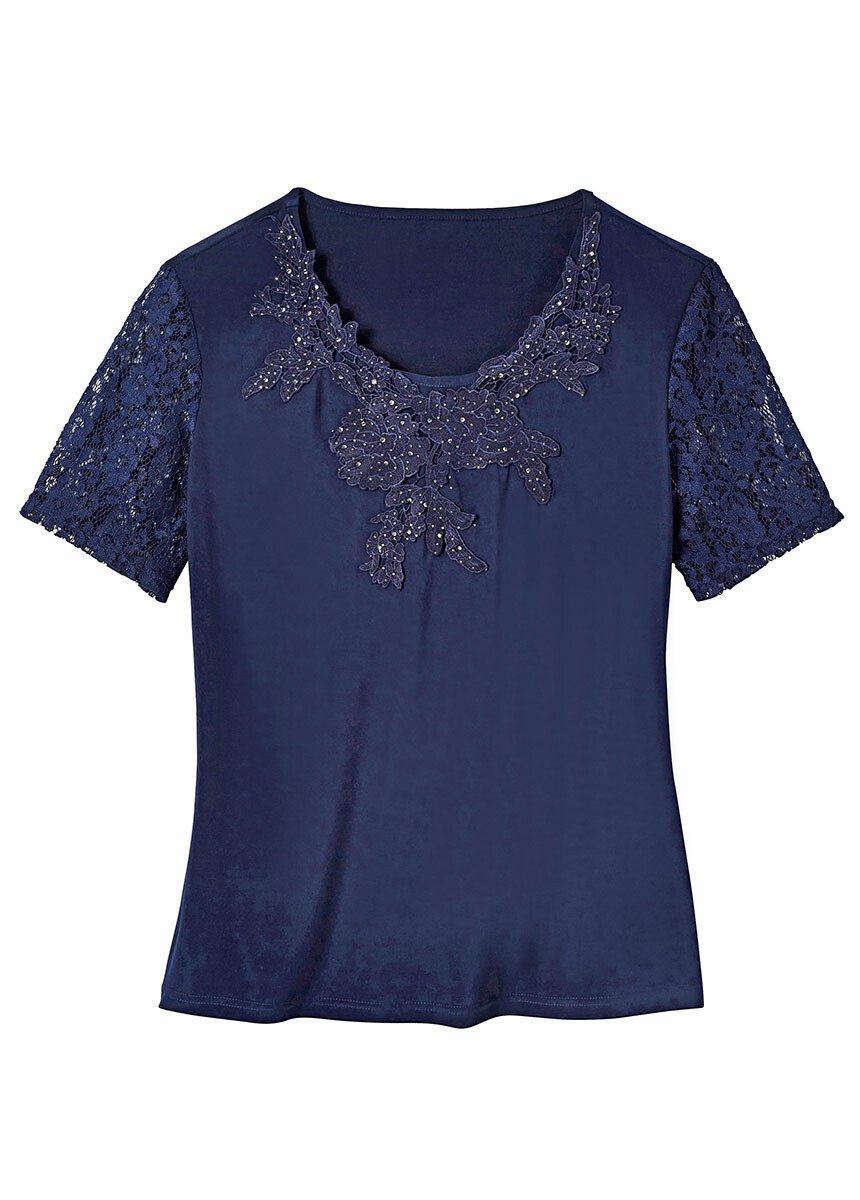 Tee-shirt manches courtes dentelle