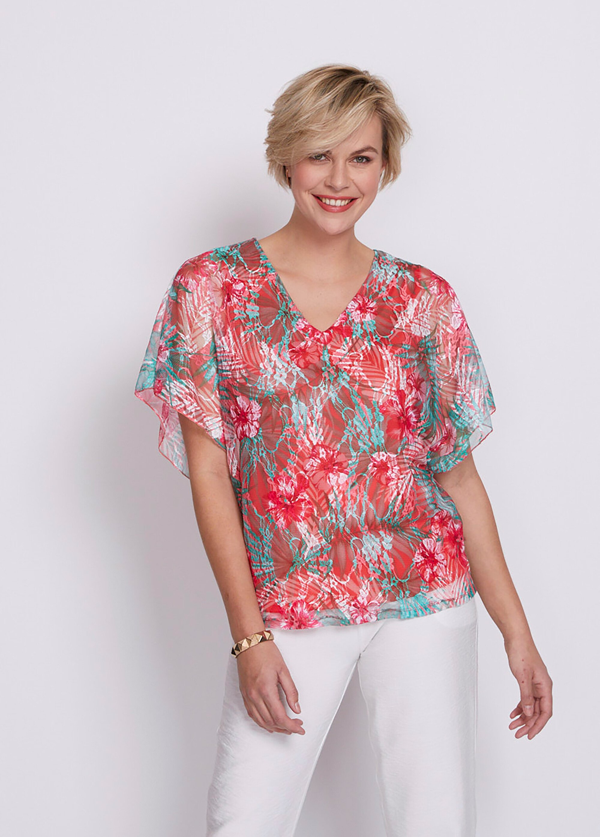 Tee-shirt manches kimono maille dentelle