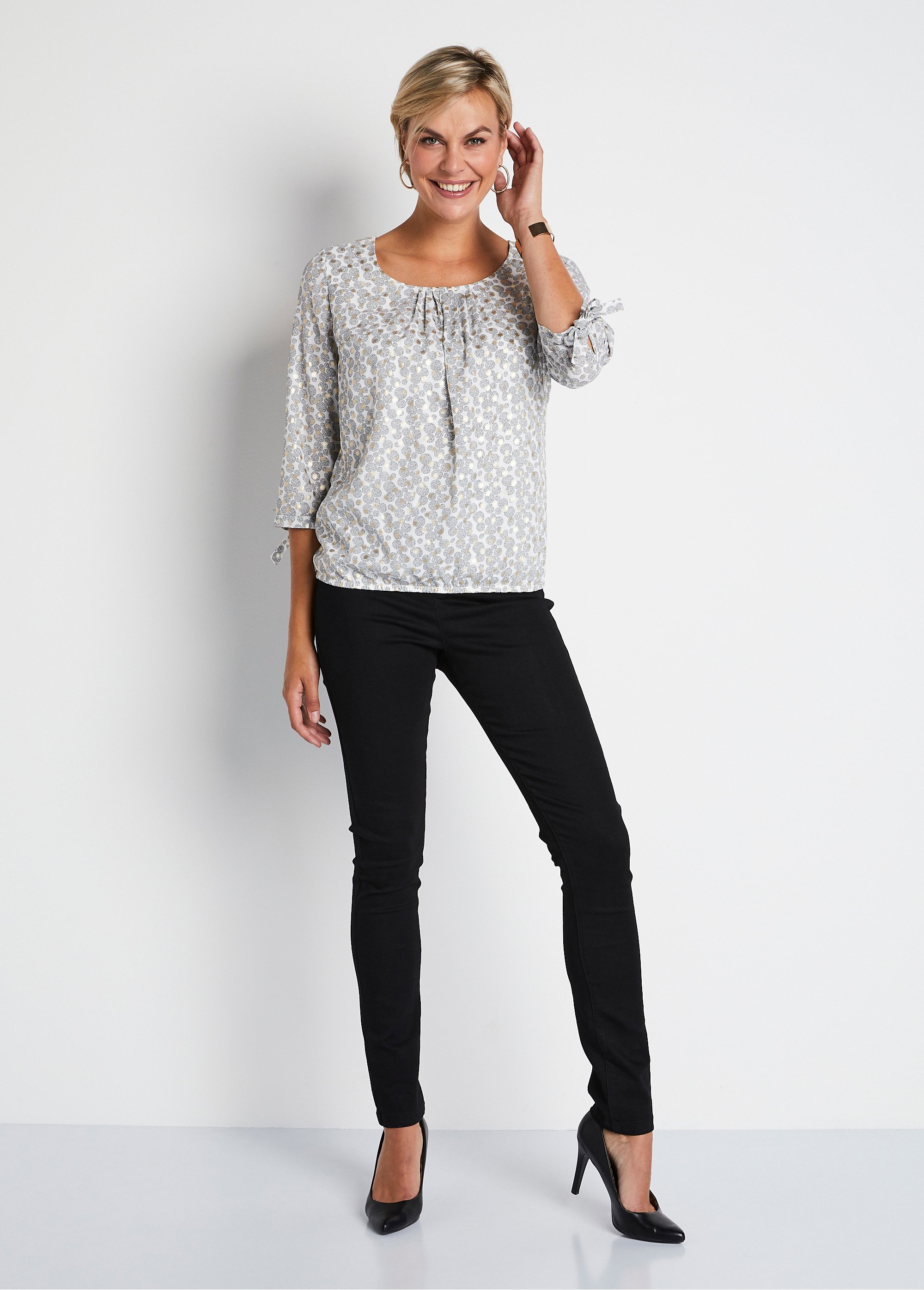 Tunique longue imprimée manches 3/4 Femme Blanc CORROY SF1