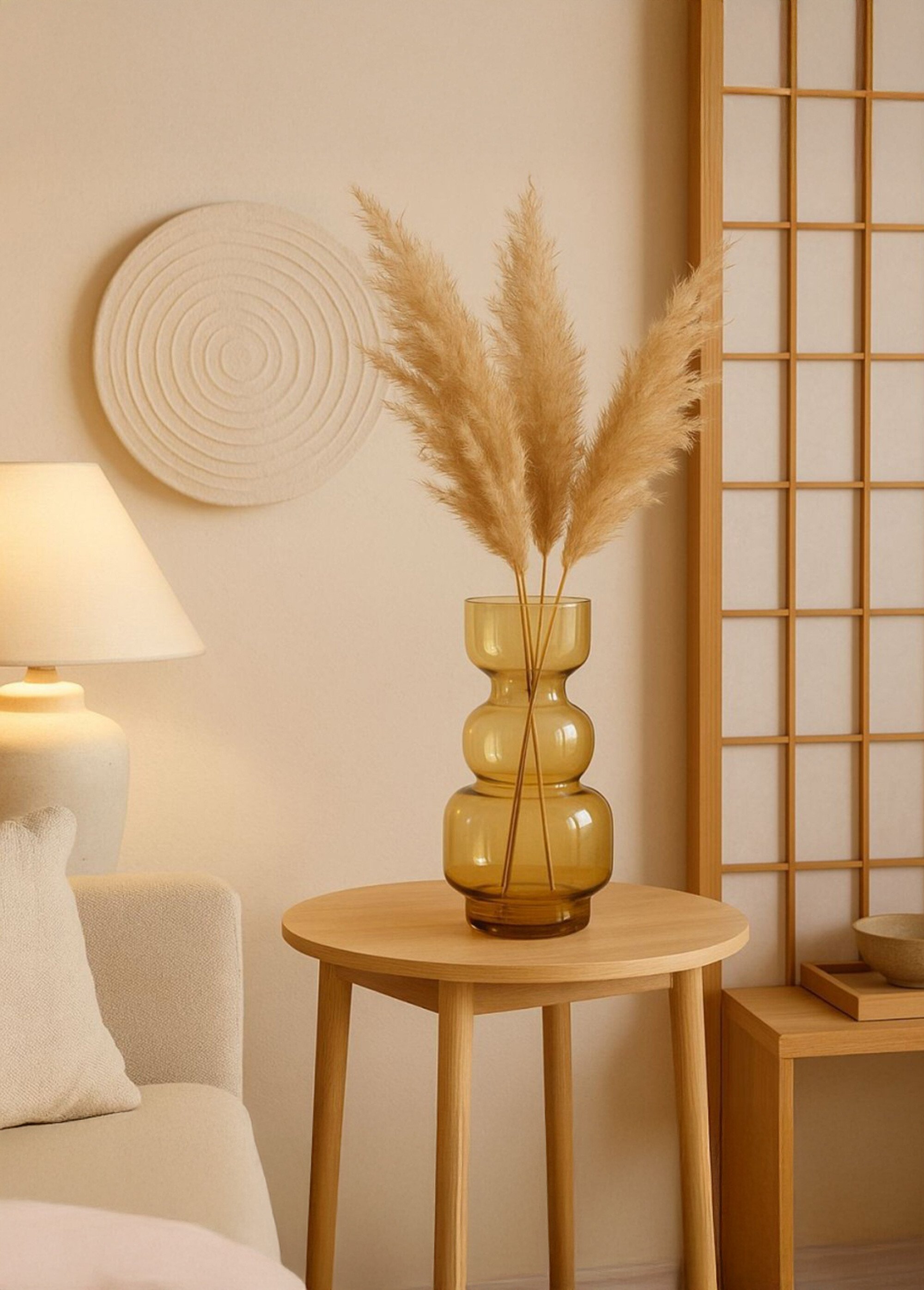 Vase en verre teinté, forme cintrée Beige NOR-17442 SI1