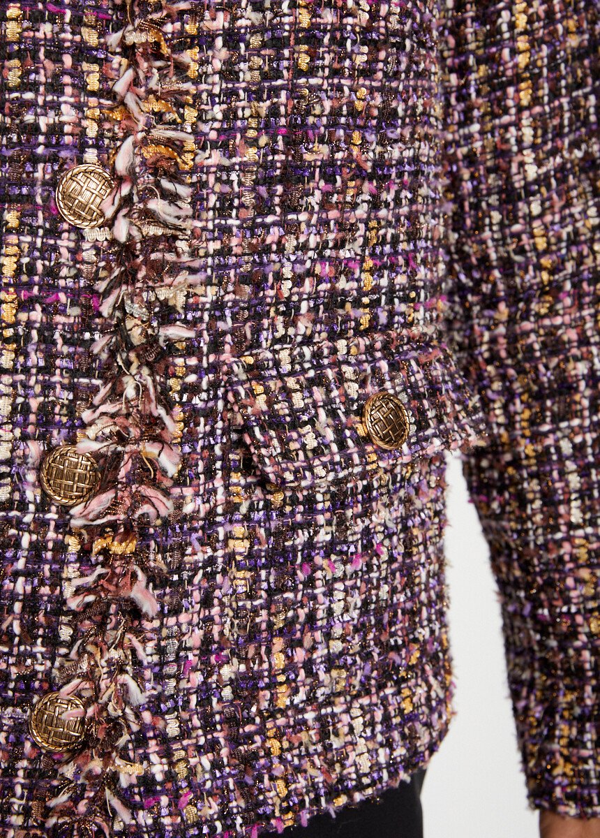 Veste encolure ronde finition frangée Femme Violet TALISSIEU DE2