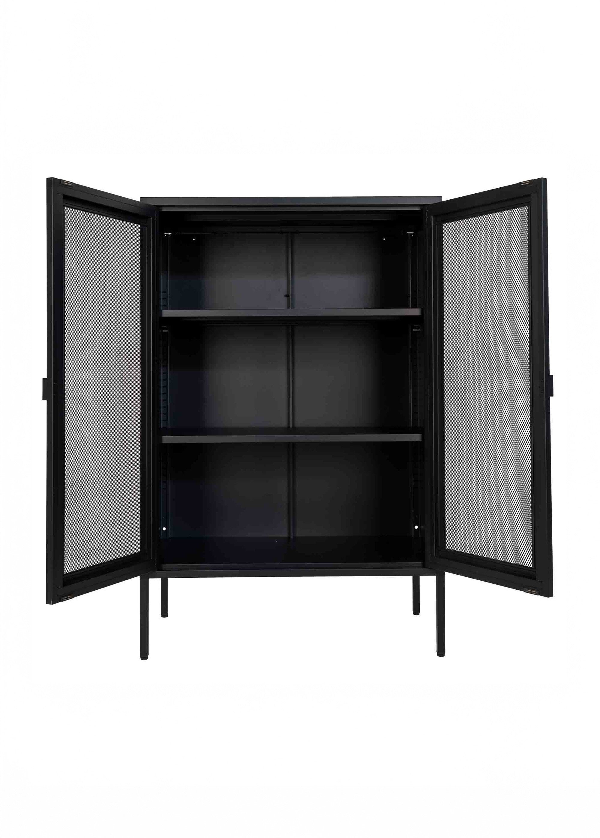 Vitrine bois manguier, 2 portes grillage NOIR HN-3001080 DE2