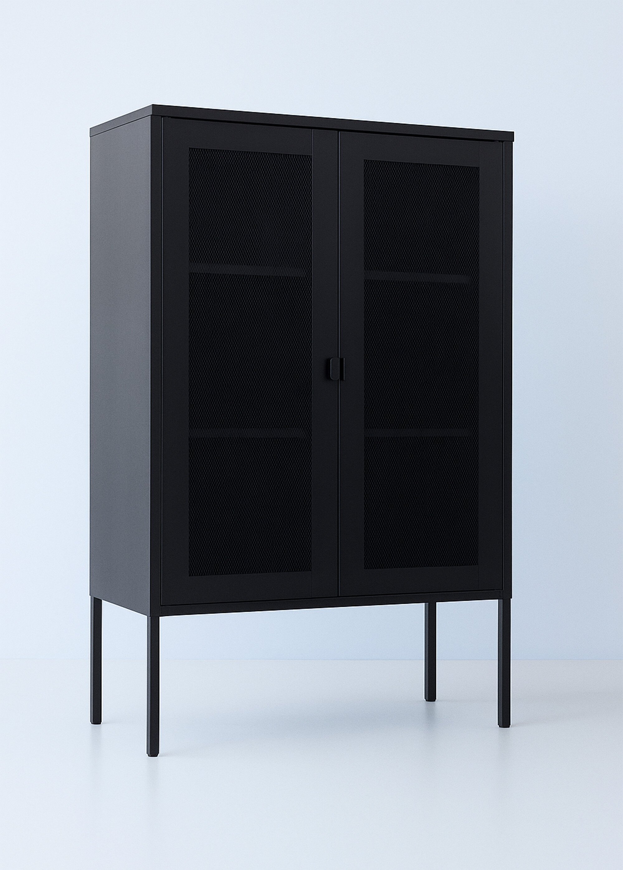 Vitrine bois manguier, 2 portes grillage NOIR HN-3001080 FA1