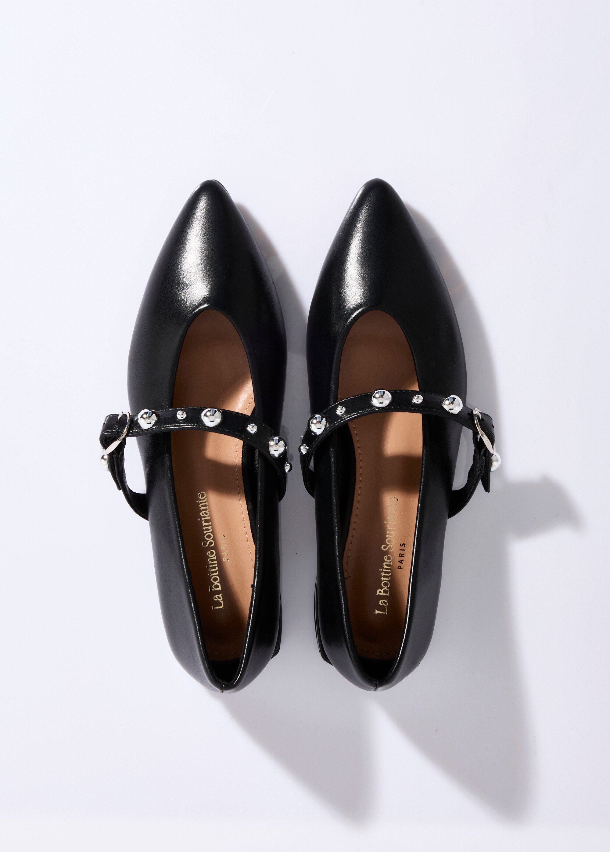 Ballerines pointues à rivets, style rock Femme Noir LBS-BKY9850 OV1