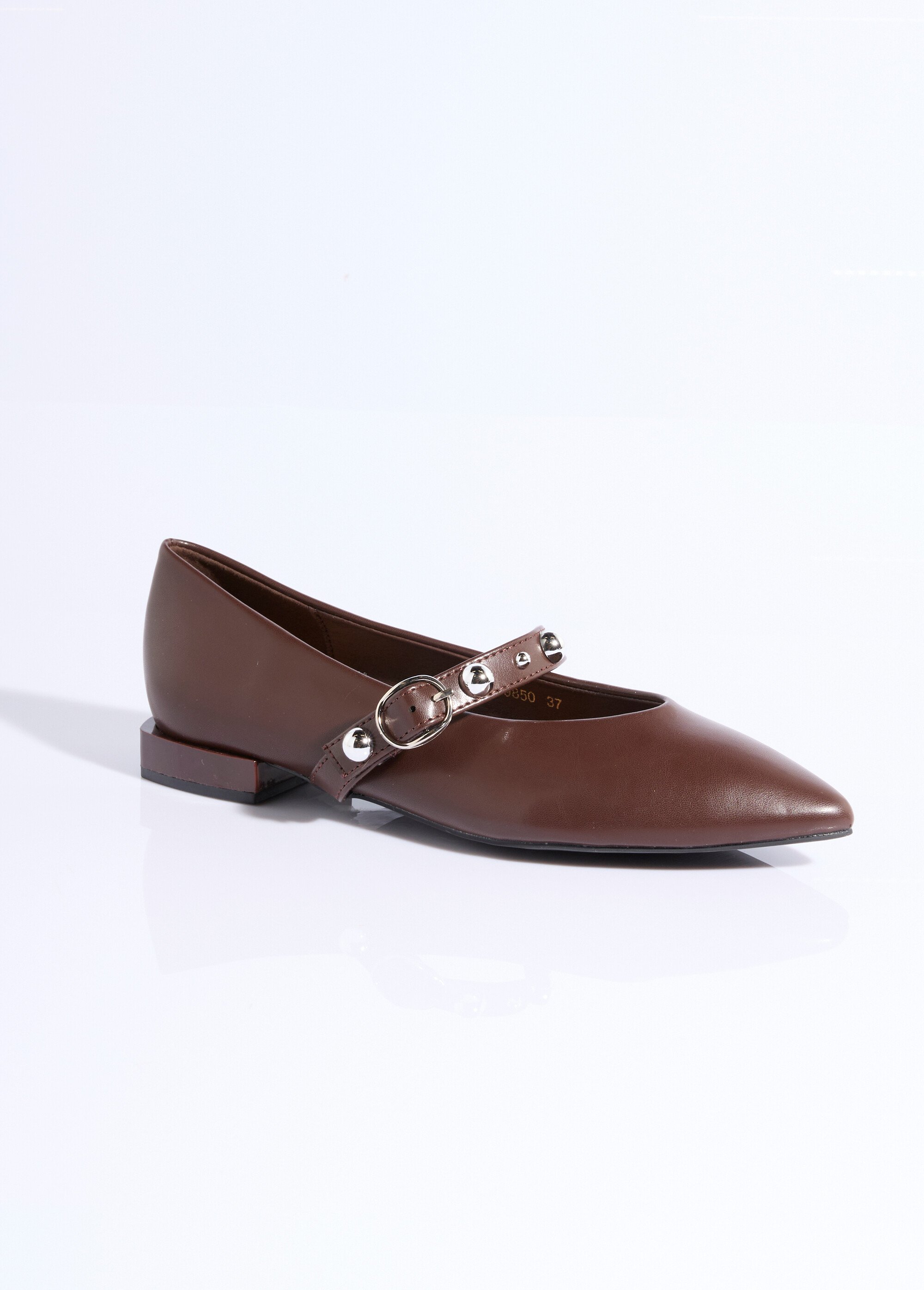 Ballerines pointues à rivets, style rock Femme Marron LBS-BKY9850 FA1