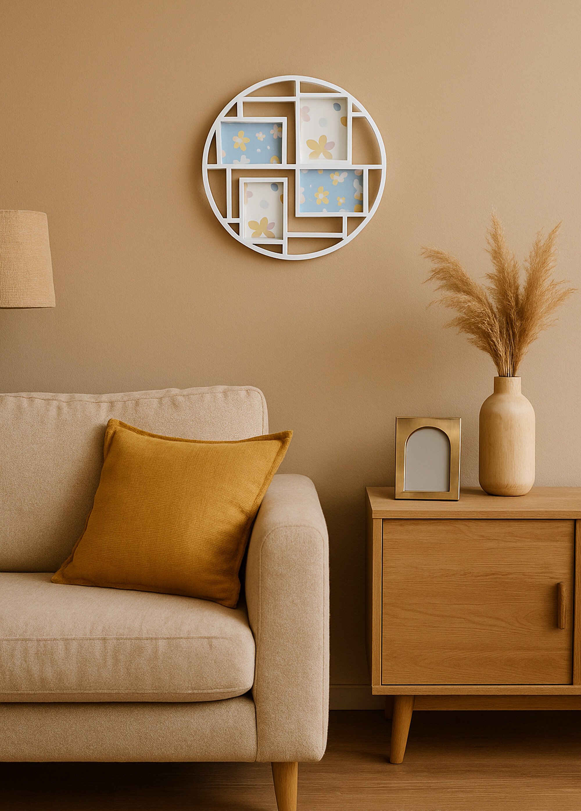 Cadre photo 4 vues modèle rond Blanc NOR-14056 SI1