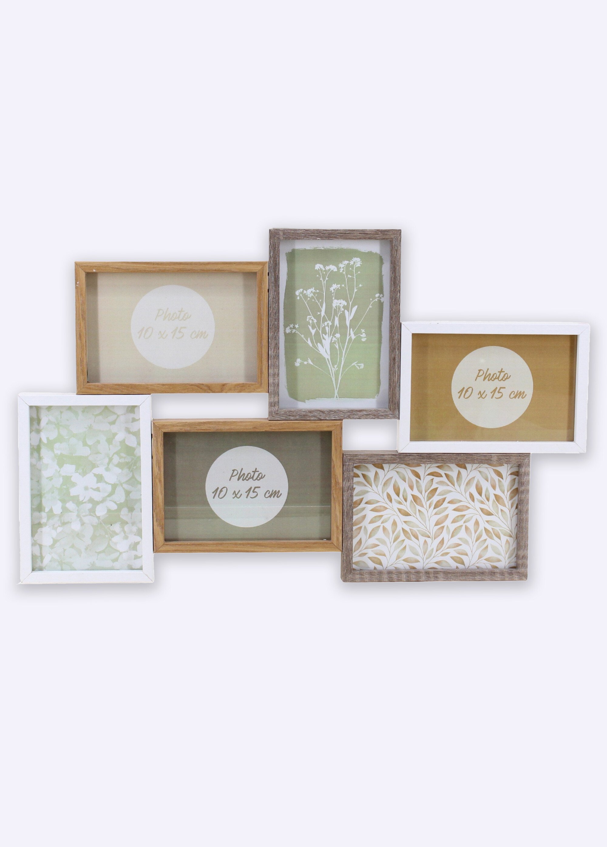 Cadre photo en bois pour 6 vues Beige NOR-28898 FA1