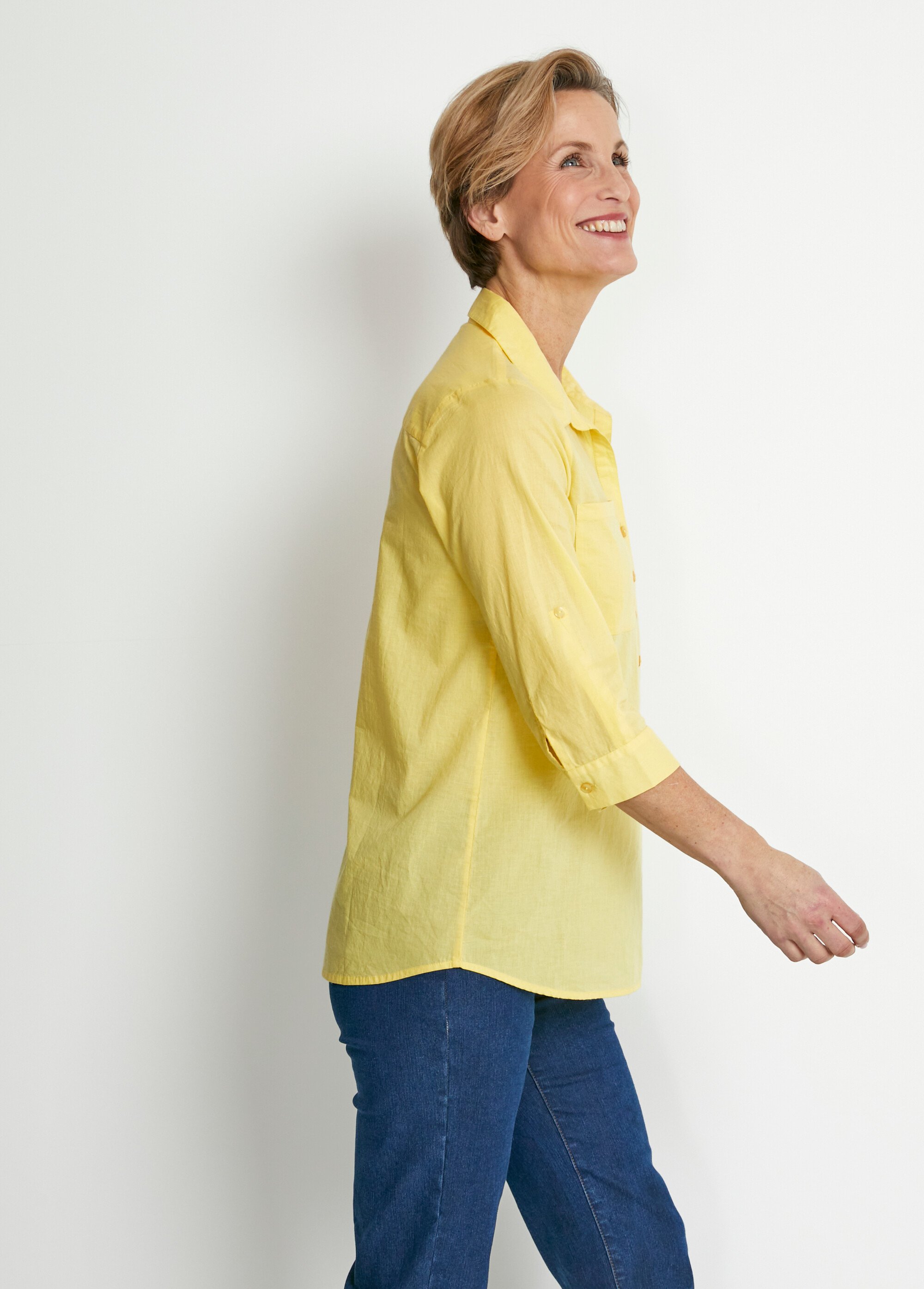 Chemisier boutonné long coton imprimé Femme Jaune CIRQUE DR1
