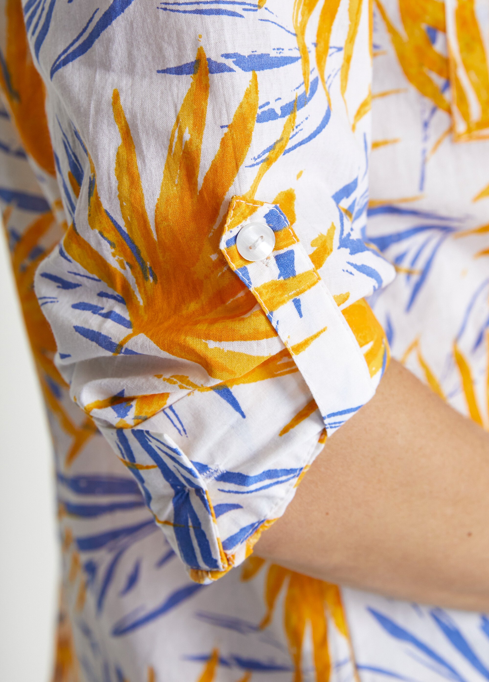 Chemisier boutonné long coton imprimé Femme Jaune CIRQUE DE1