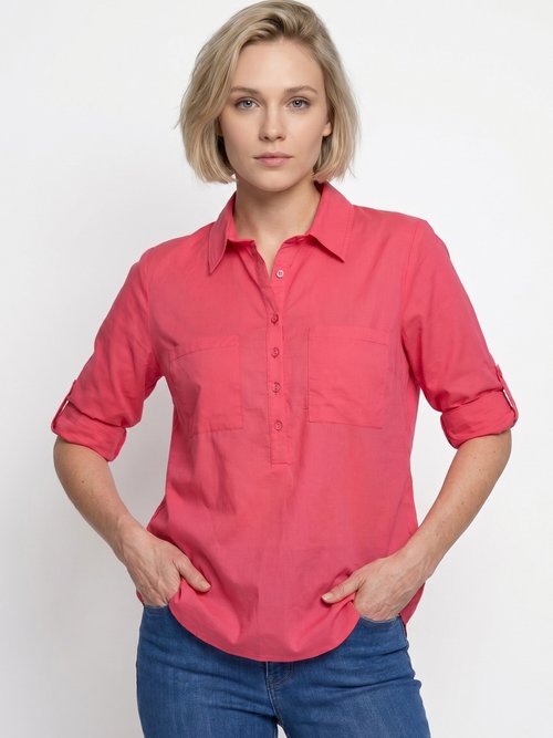 Chemisier boutonné long coton imprimé Femme Rose CIRQUE FA1