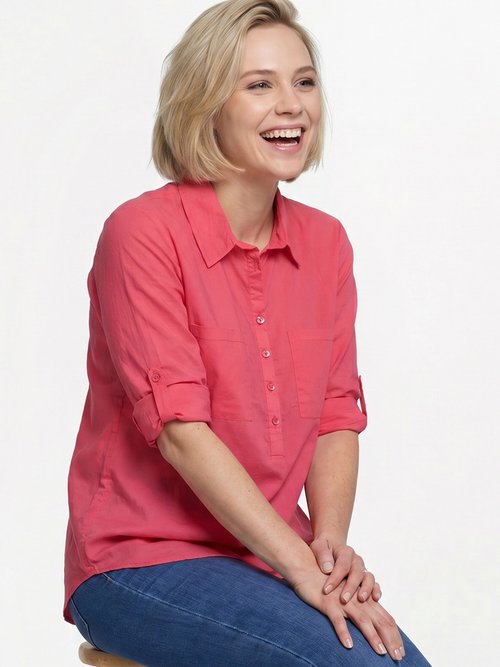 Chemisier boutonné long coton imprimé Femme Rose CIRQUE MV1