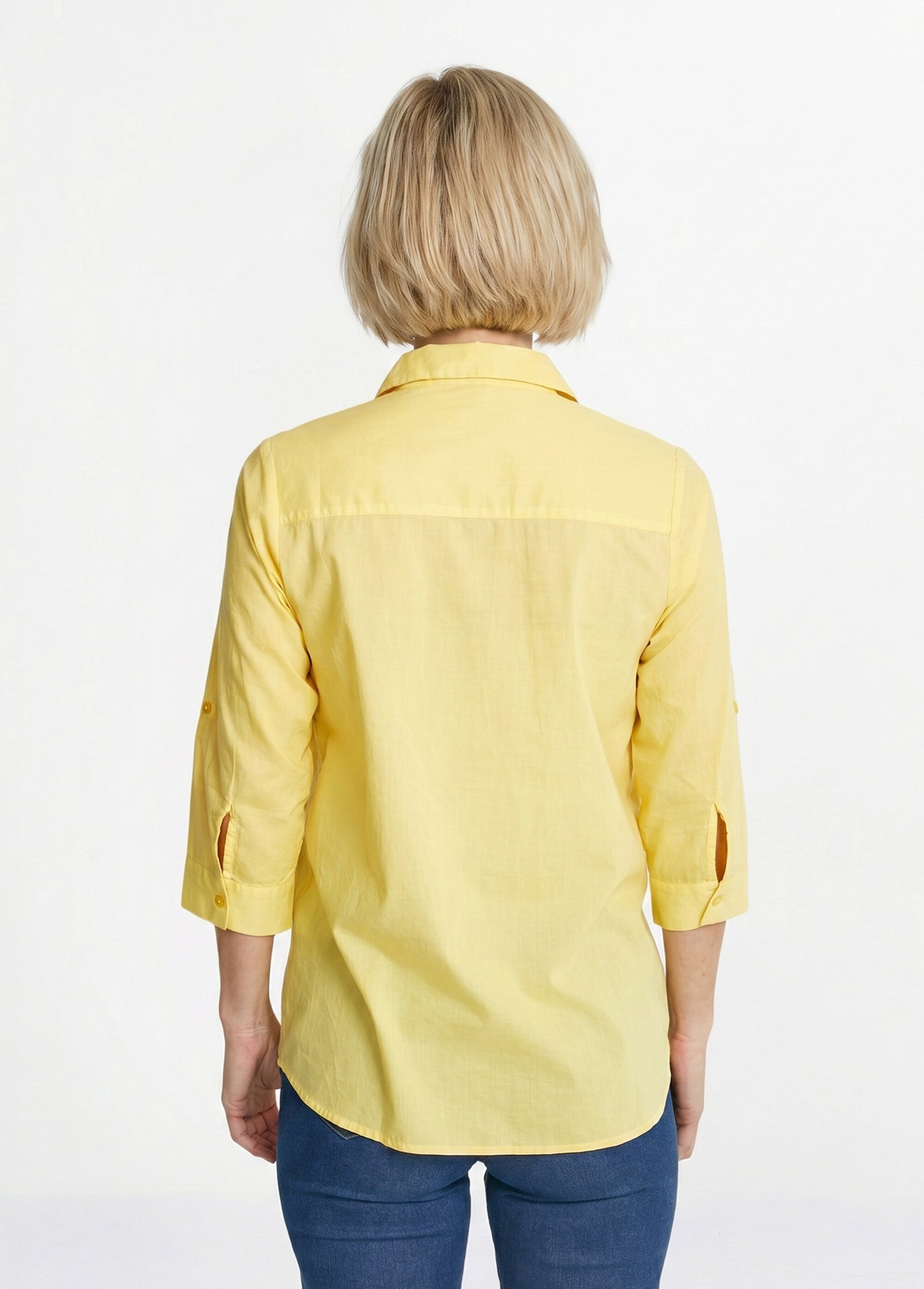 Chemisier boutonné long coton imprimé Femme Jaune CIRQUE DO1