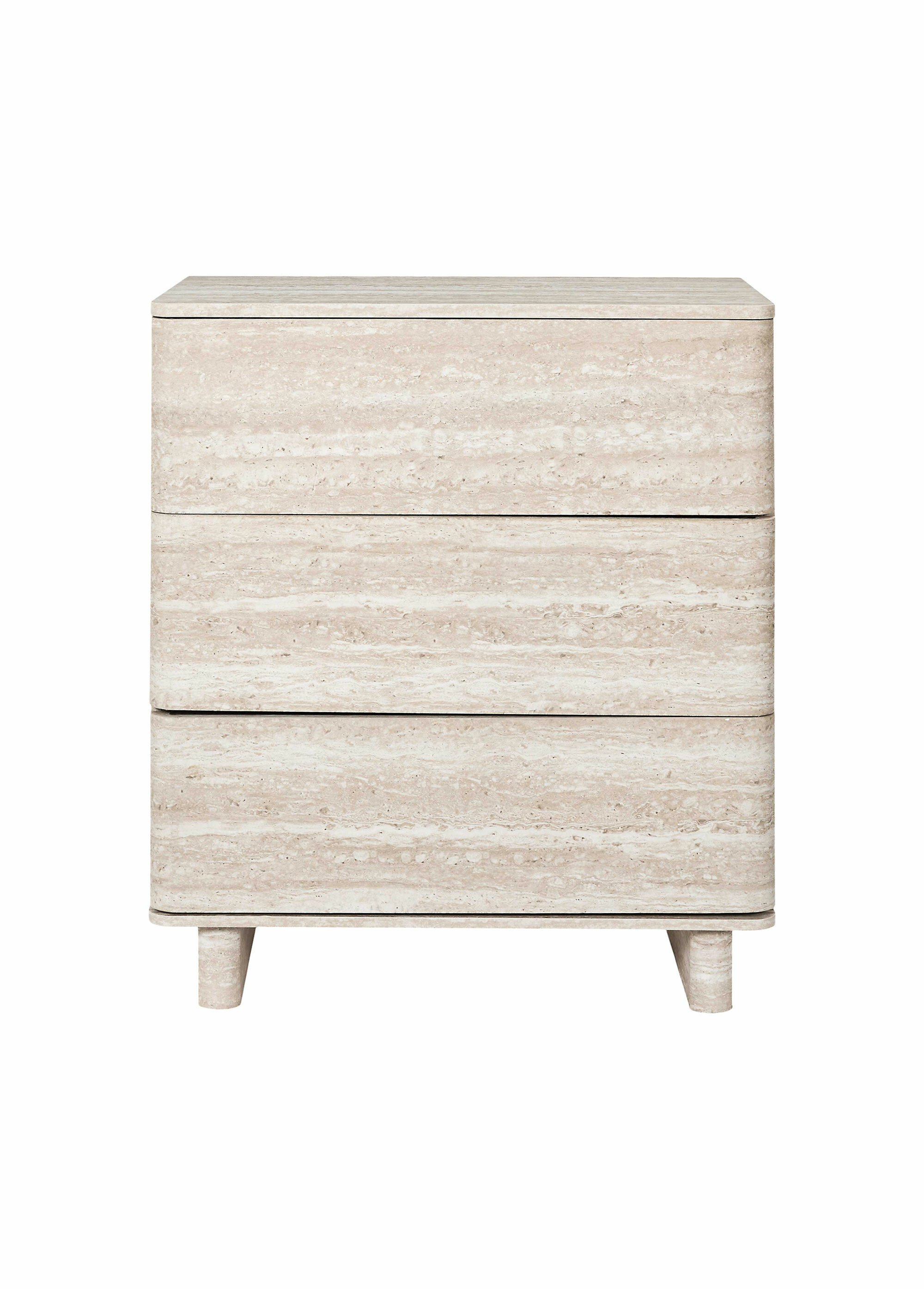 Commode 3 tiroirs effet pierre travertin