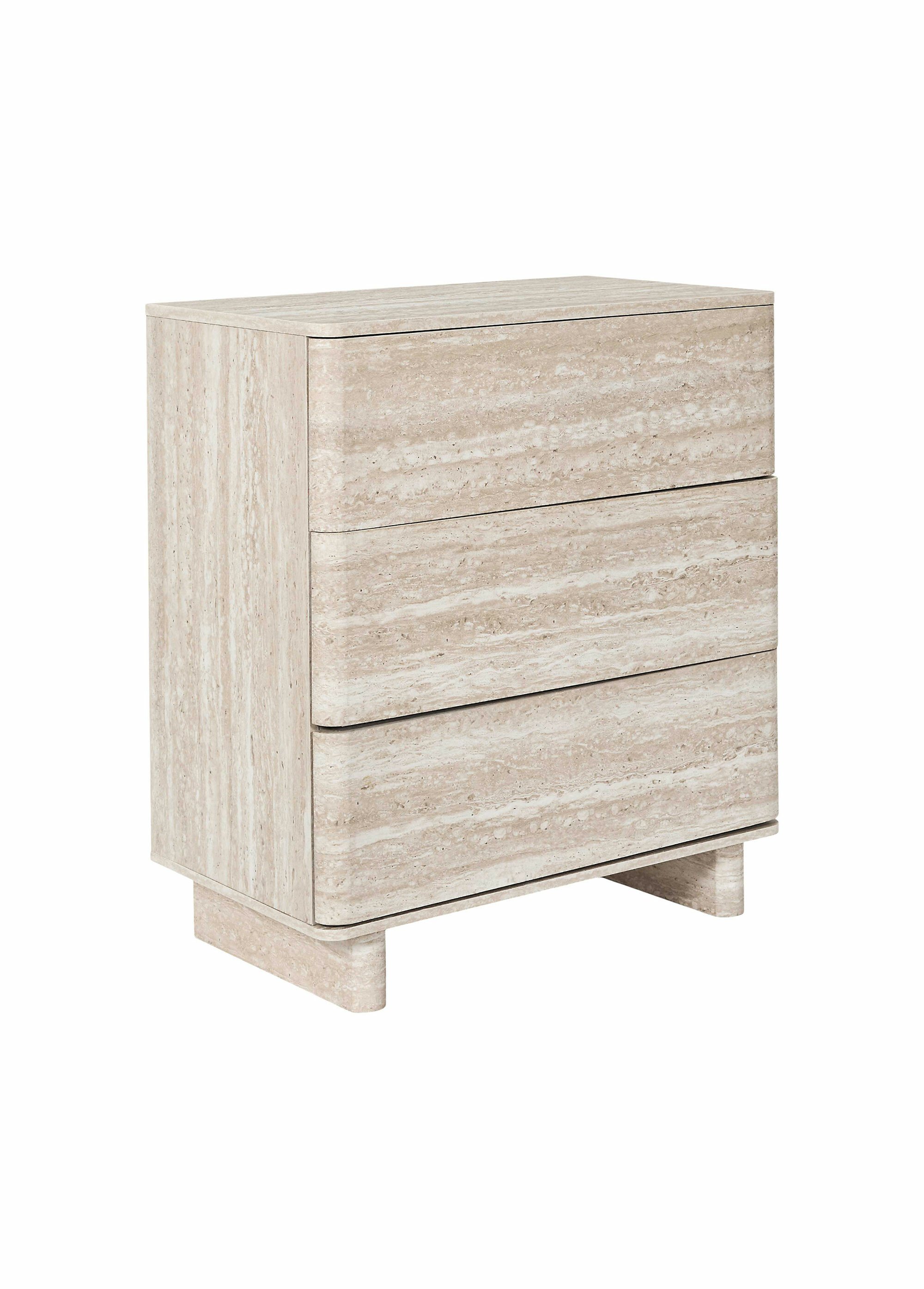 Commode 3 tiroirs effet pierre travertin