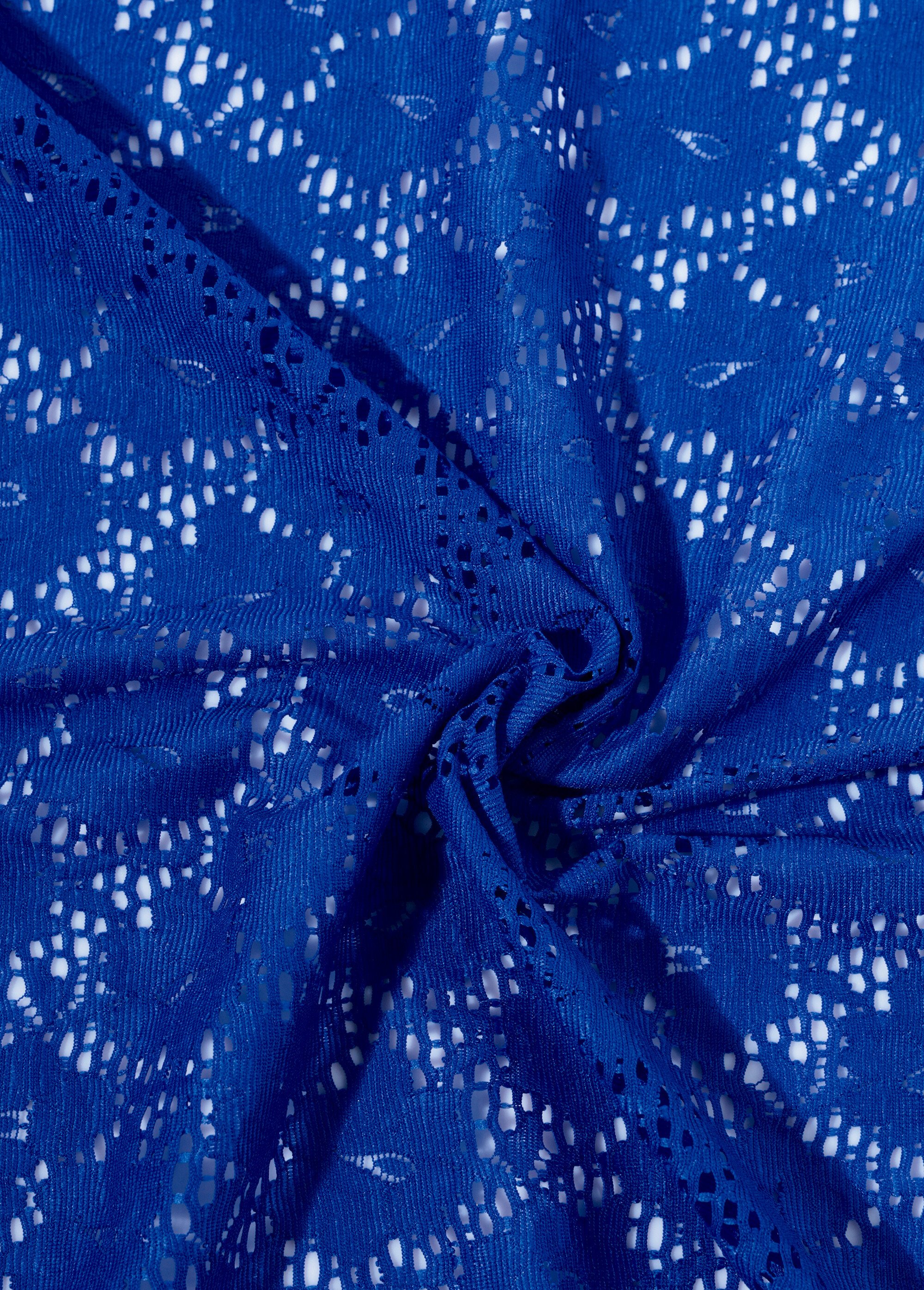 Coupon tissu habillement dentelle épurée BLEU ROYAL COT150529 FA1