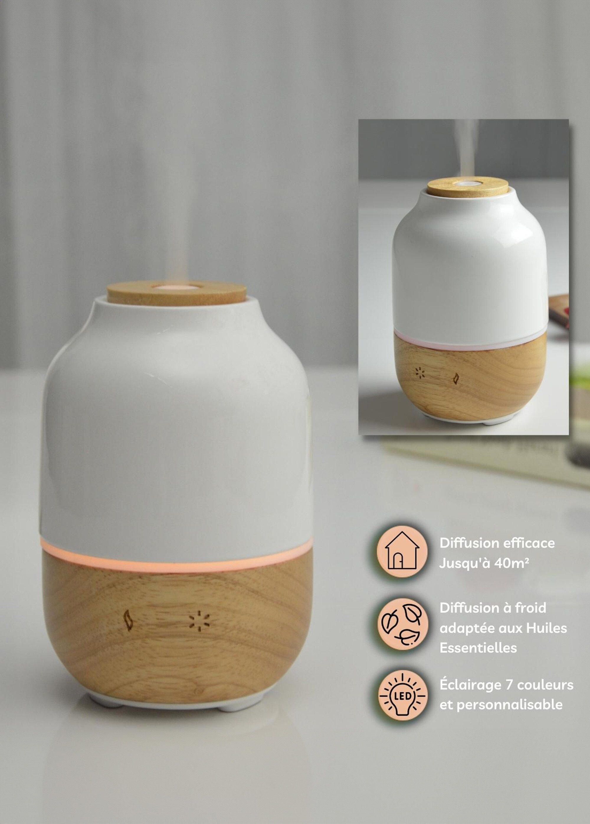 Diffuseur ultrasonique huile essentielle Beige ZENPURISIA DE1