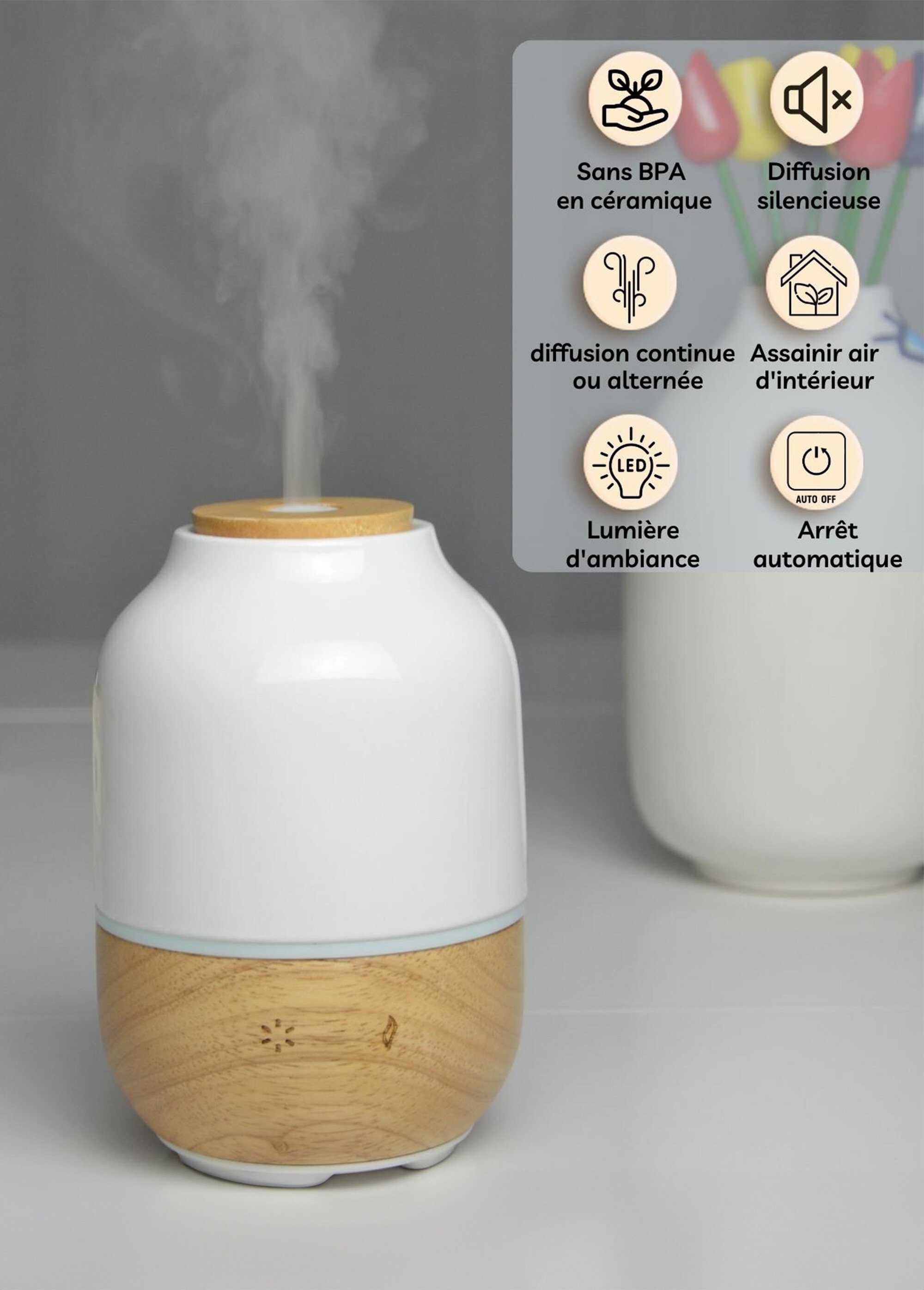 Diffuseur ultrasonique huile essentielle Beige ZENPURISIA DE2