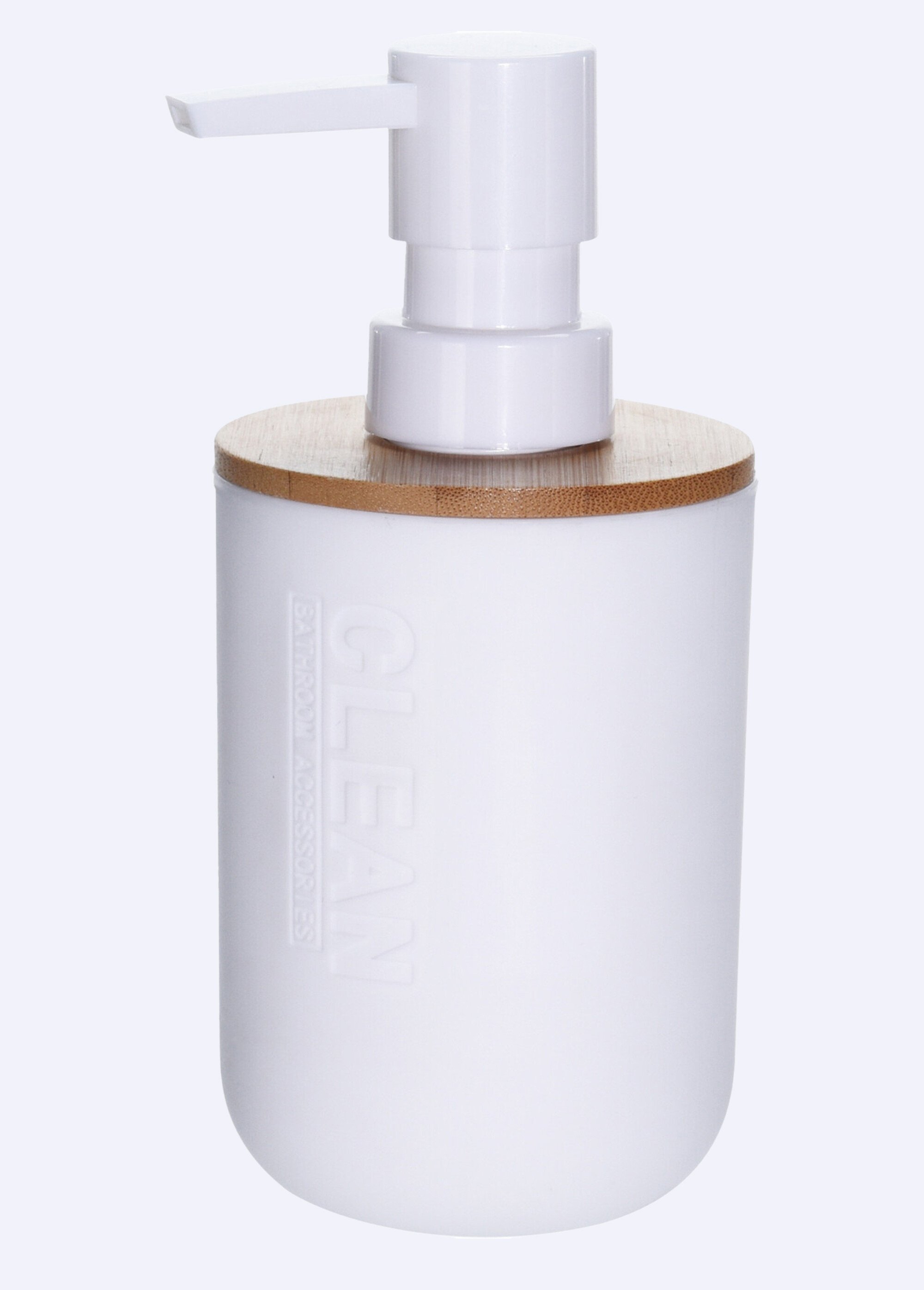 Distributeur savon liquide bambou Letters Blanc KP-170456590 FA1