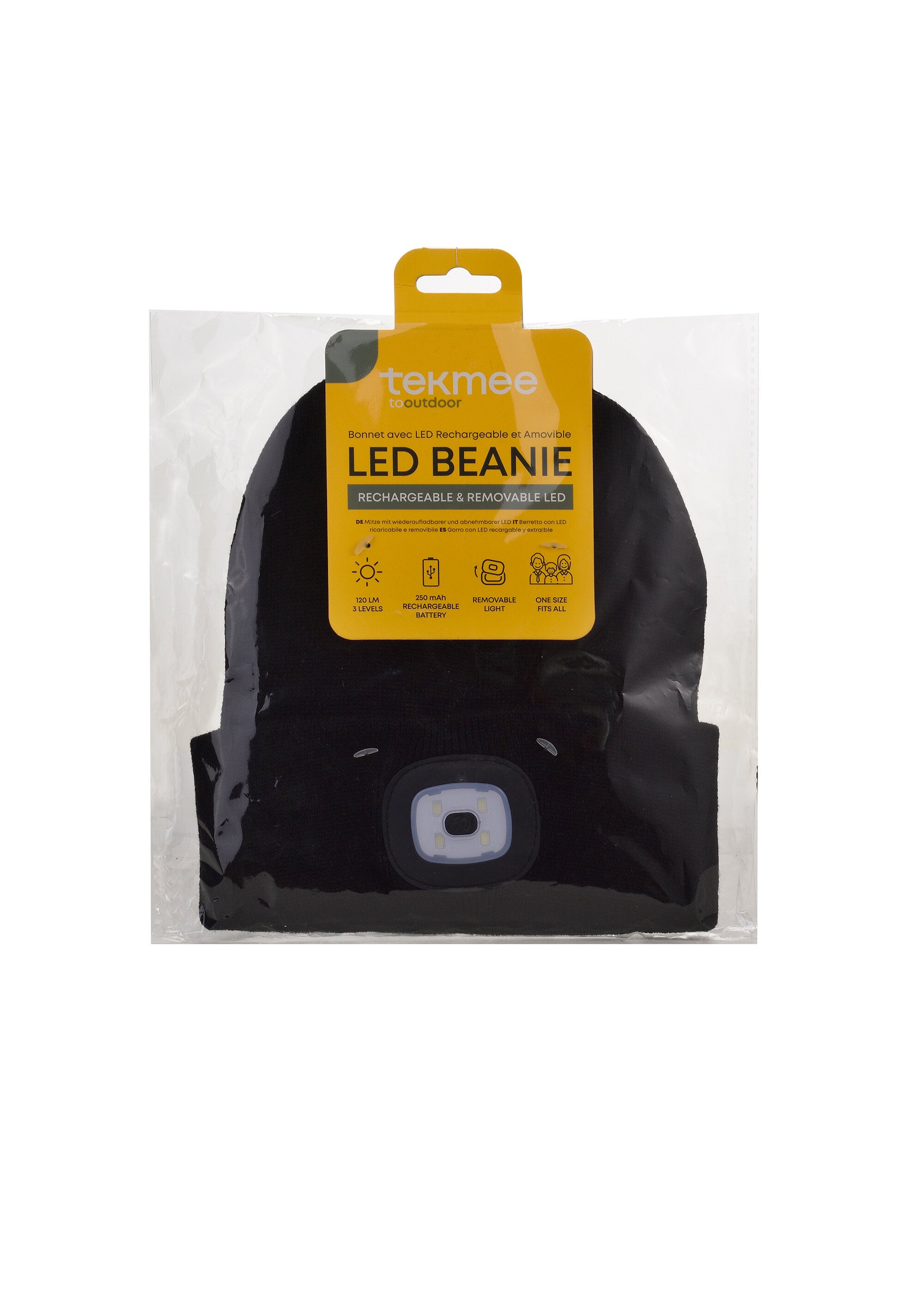 Bonnet avec LED rechargeable amovible