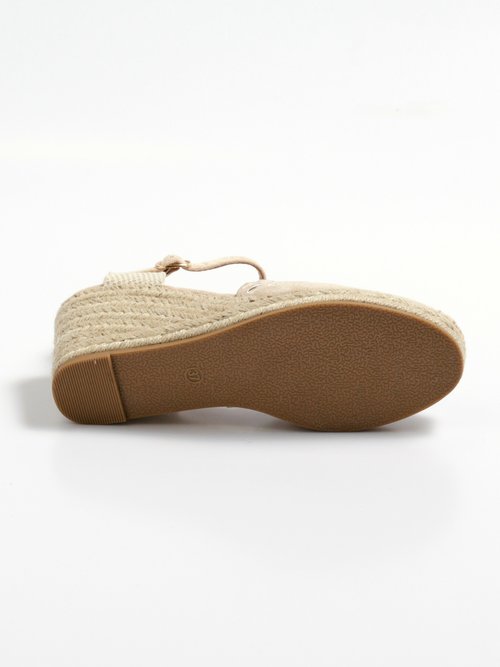 Espadrilles compensées détails ajourés Femme Beige MAR3246 UN1