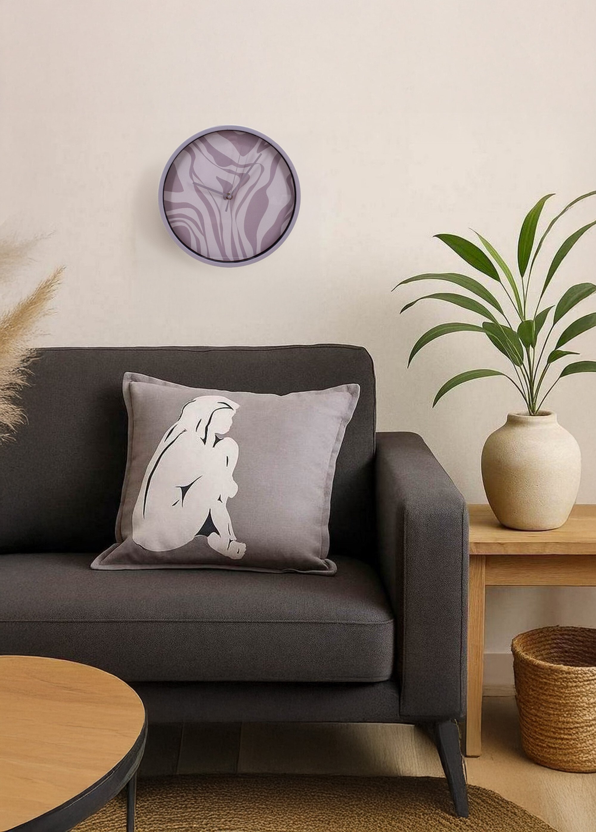 Horloge ronde, fond motif animalier Rose NOR-12835 SI1